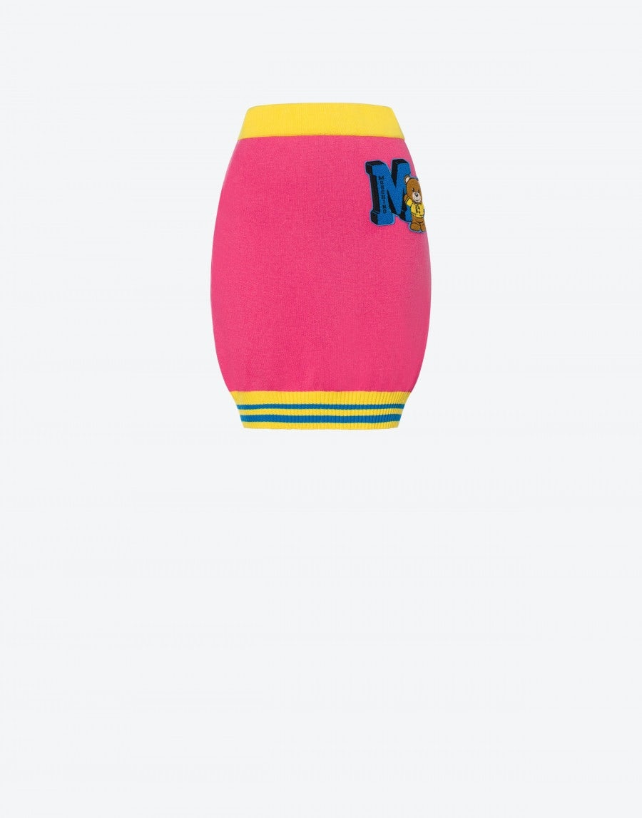 VARSITY TEDDY BEAR KNIT MINI SKIRT - 1