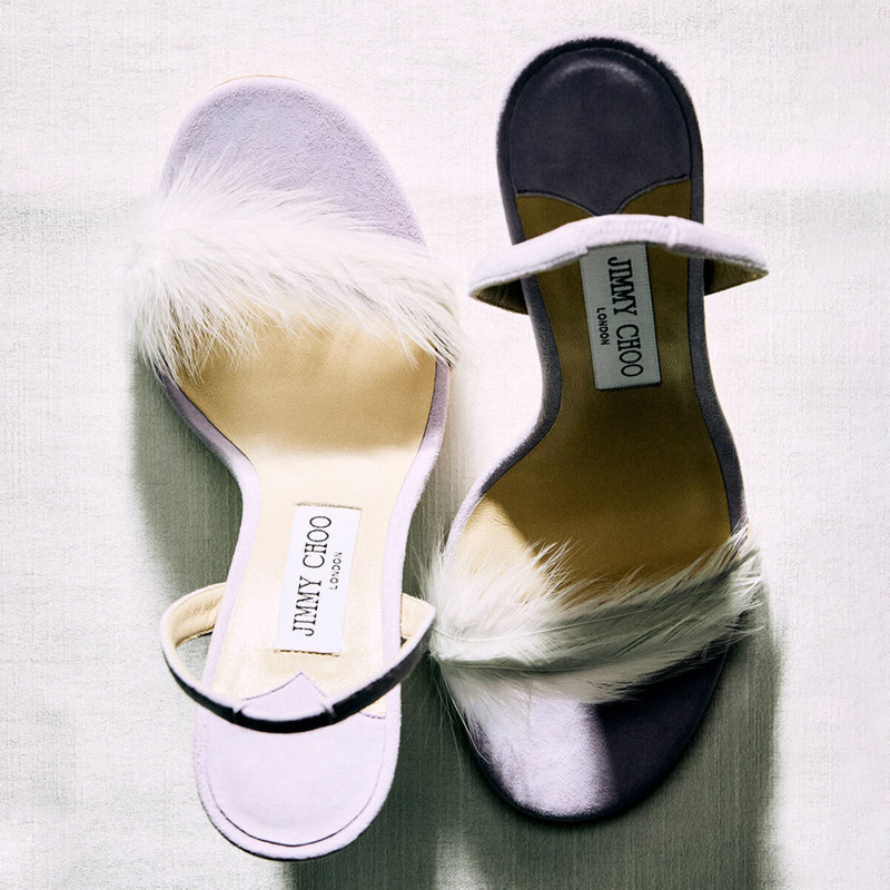 "72318"
Lilac Suede Sandal with Feather Embellishment 7