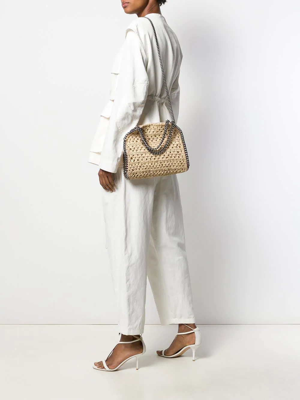 Falabella woven raffia tote - 2