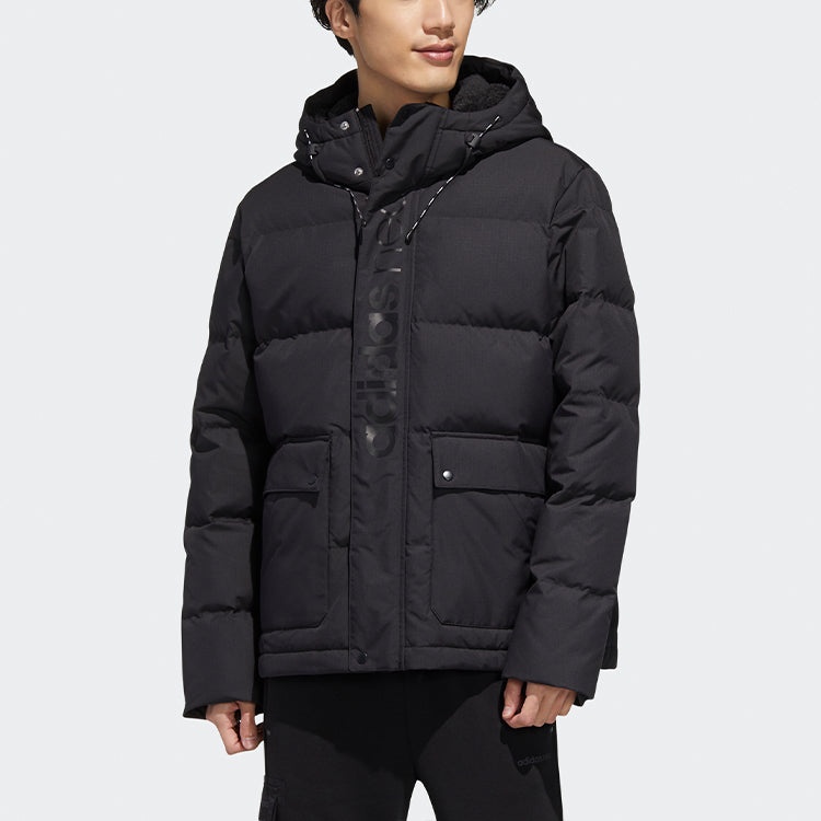 adidas neo M Hp Down Jkt1 Sports hooded down Jacket Black GJ8968 - 3