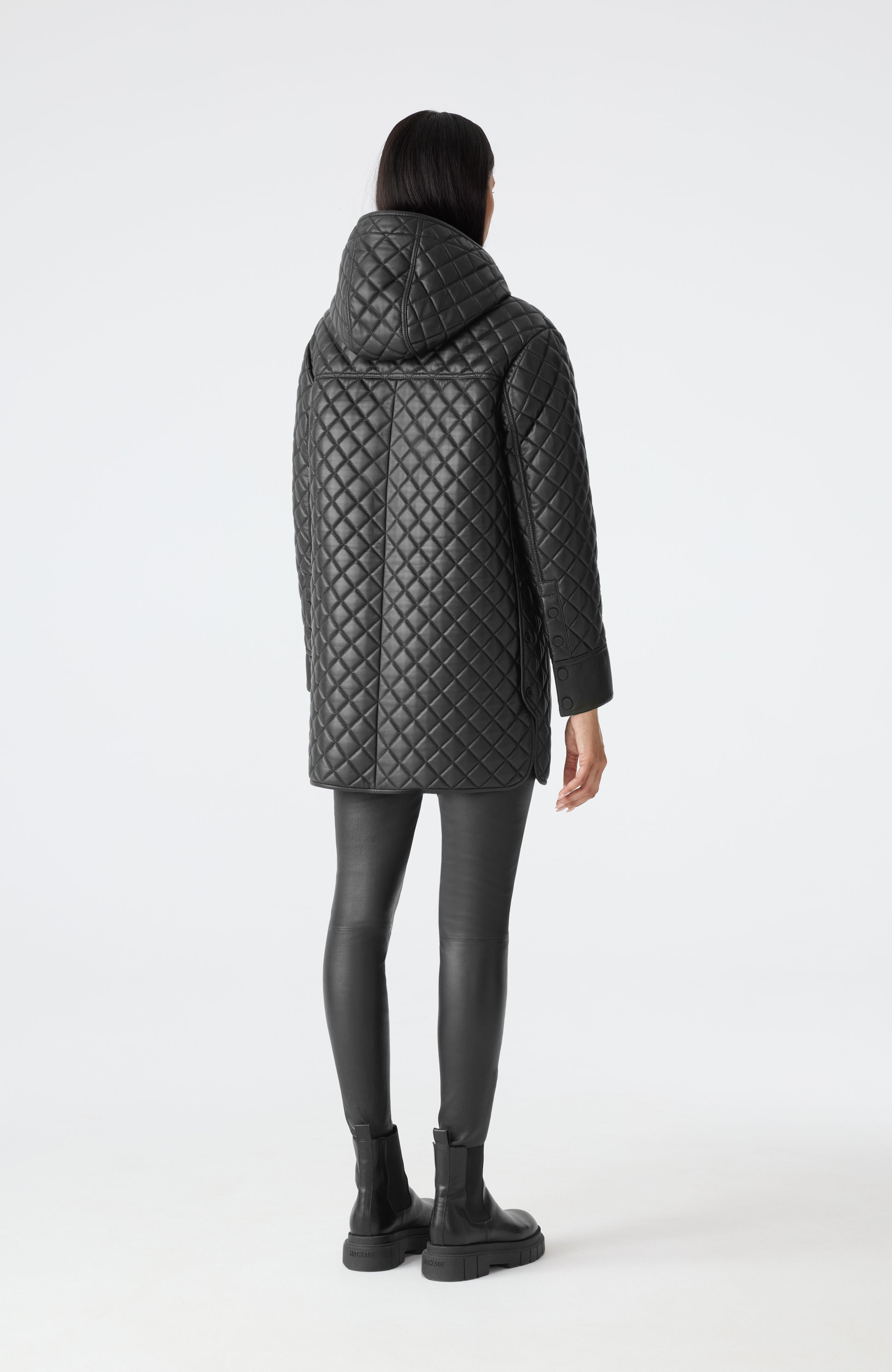 LITZY Quilted Leather Jacket with Hood - 4