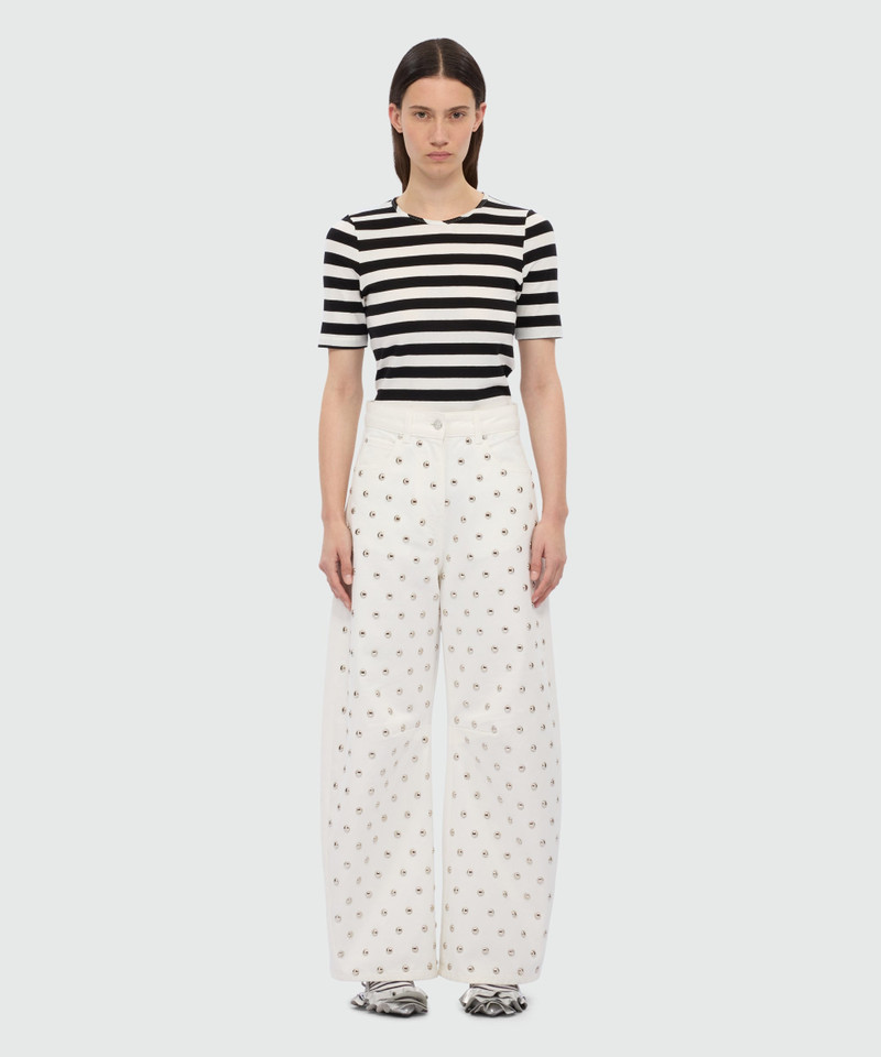 MSGM White barrel-fit trousers with studs. outlook