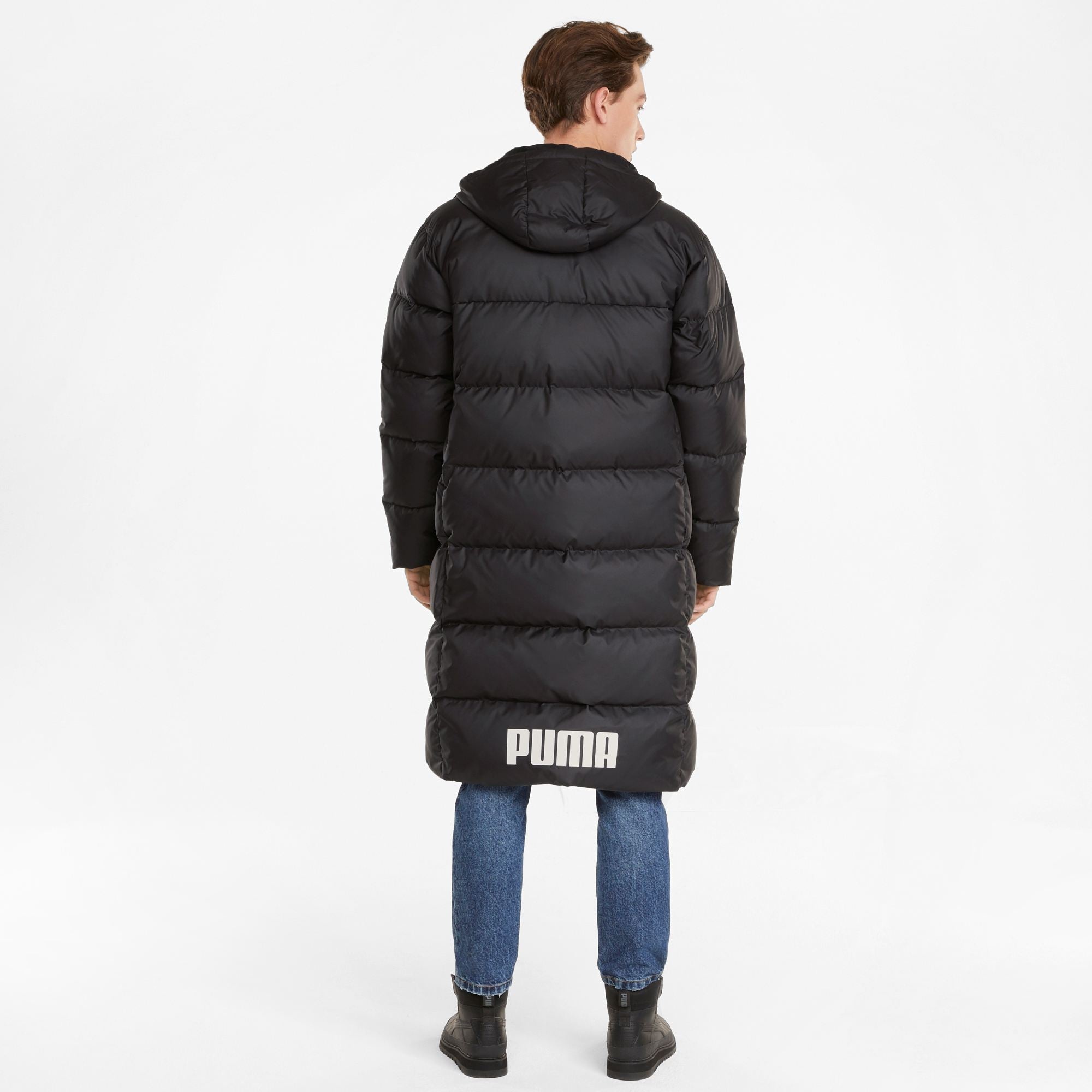 PUMA Long Oversized Down Coat 'Black White' 587721-01 - 4