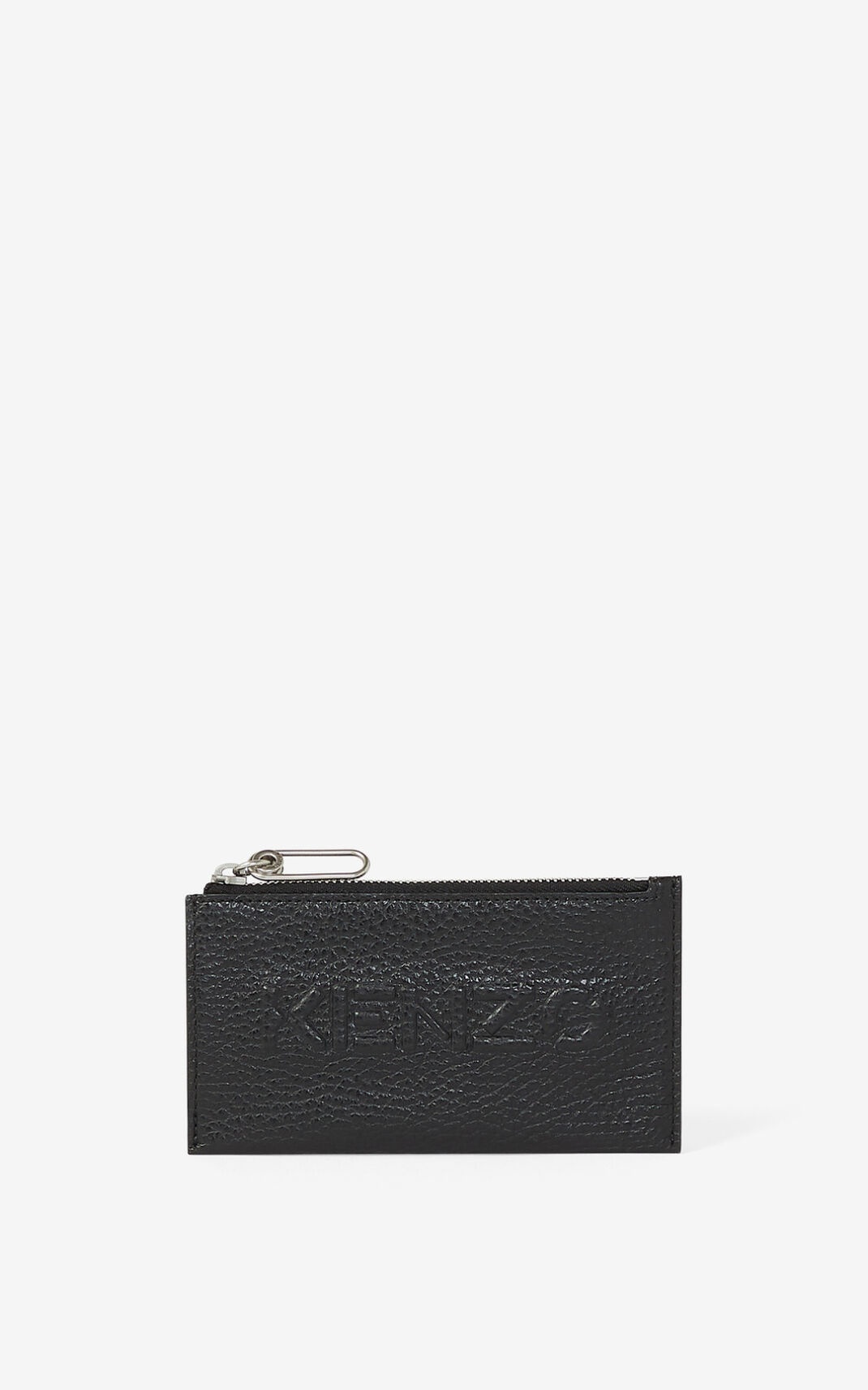 KENZO Imprint zipped grained leather cardholder - 1