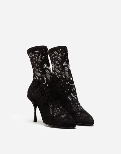 Dolce & Gabbana Stretch lace and gros grain booties outlook