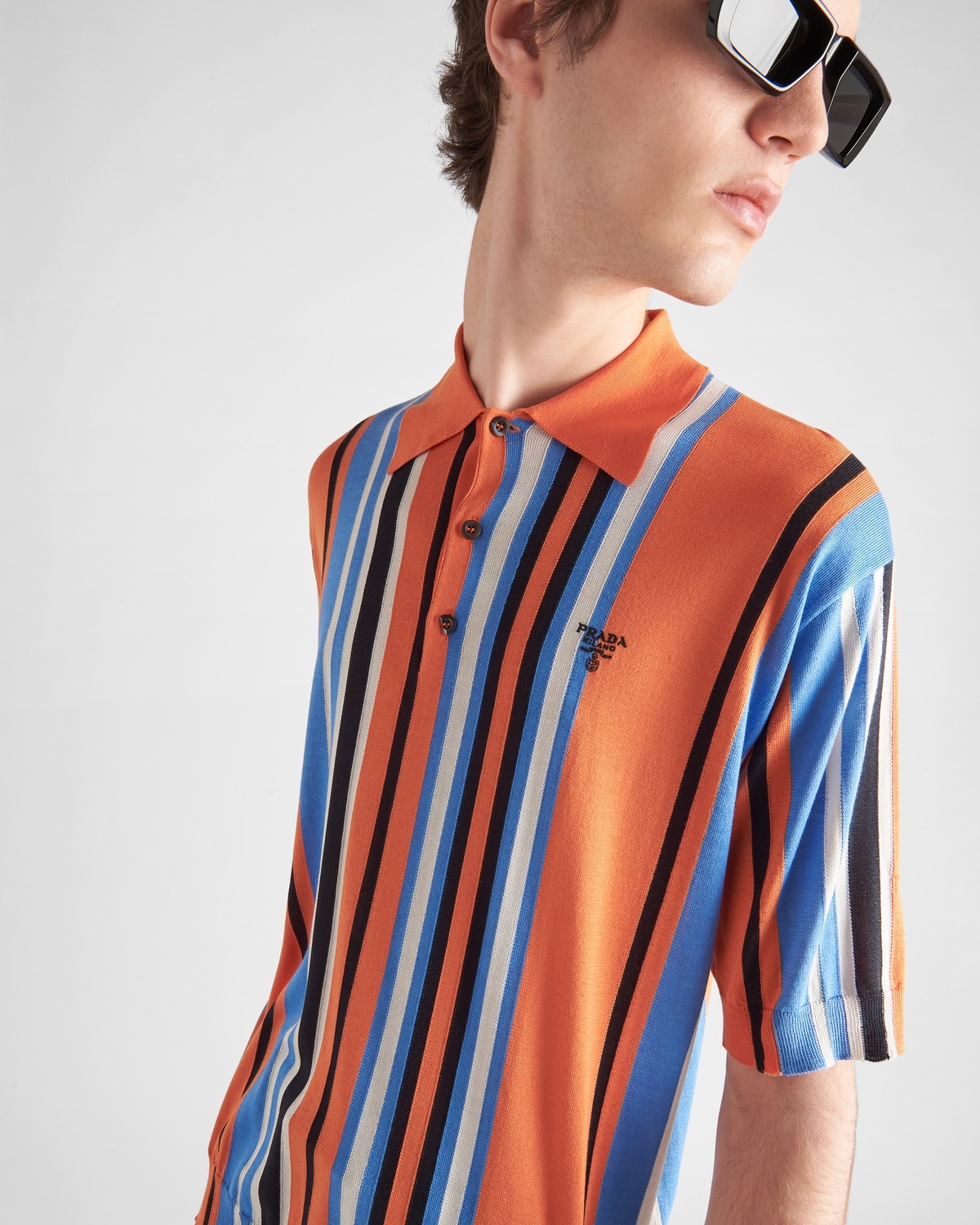 Silk jacquard polo shirt - 3