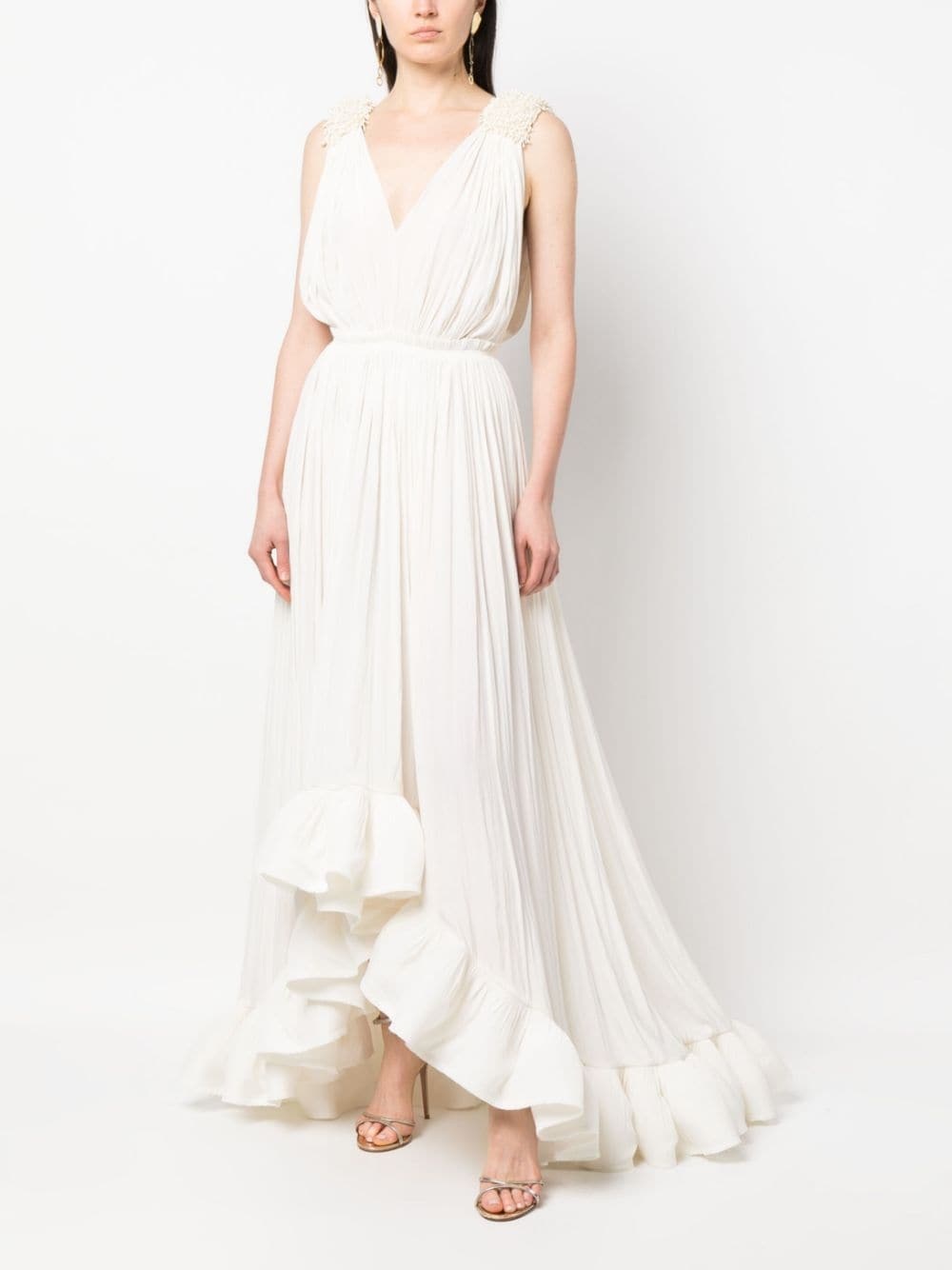 sleeveless ruffle-hem dress - 2