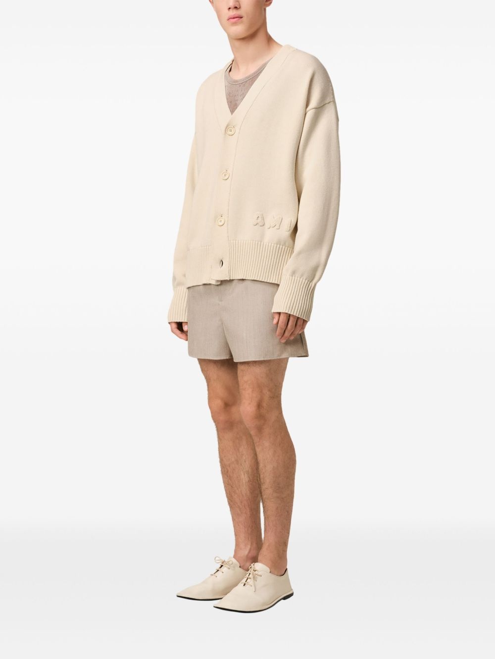 logo-embroidered cardigan - 3