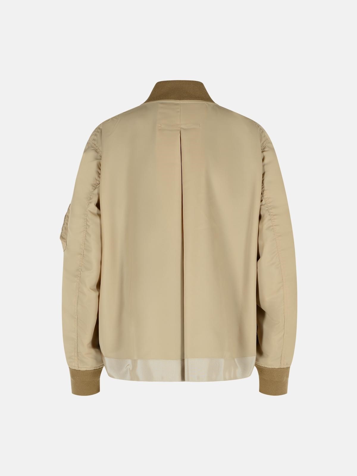 BEIGE NYLON BOMBER JACKET - 3