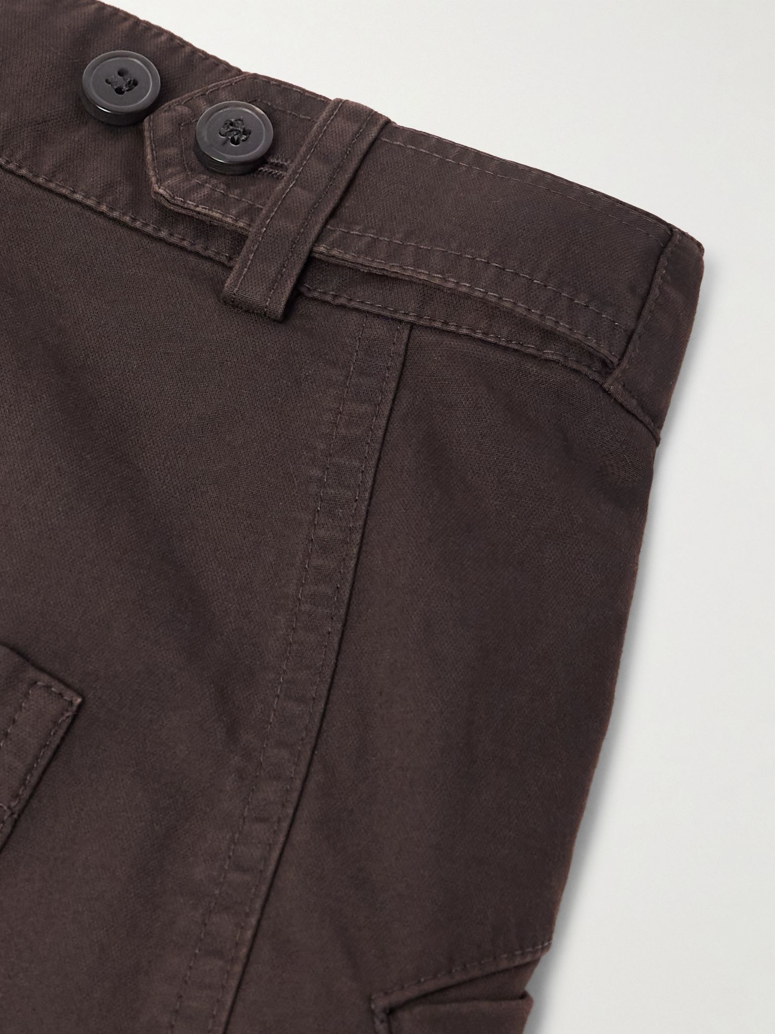 Straight-Leg Cotton Trousers Brown - 5