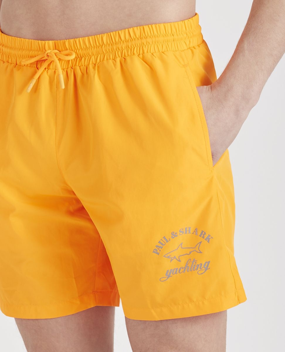 Swim Shorts With Reflective Printed Logo - 4