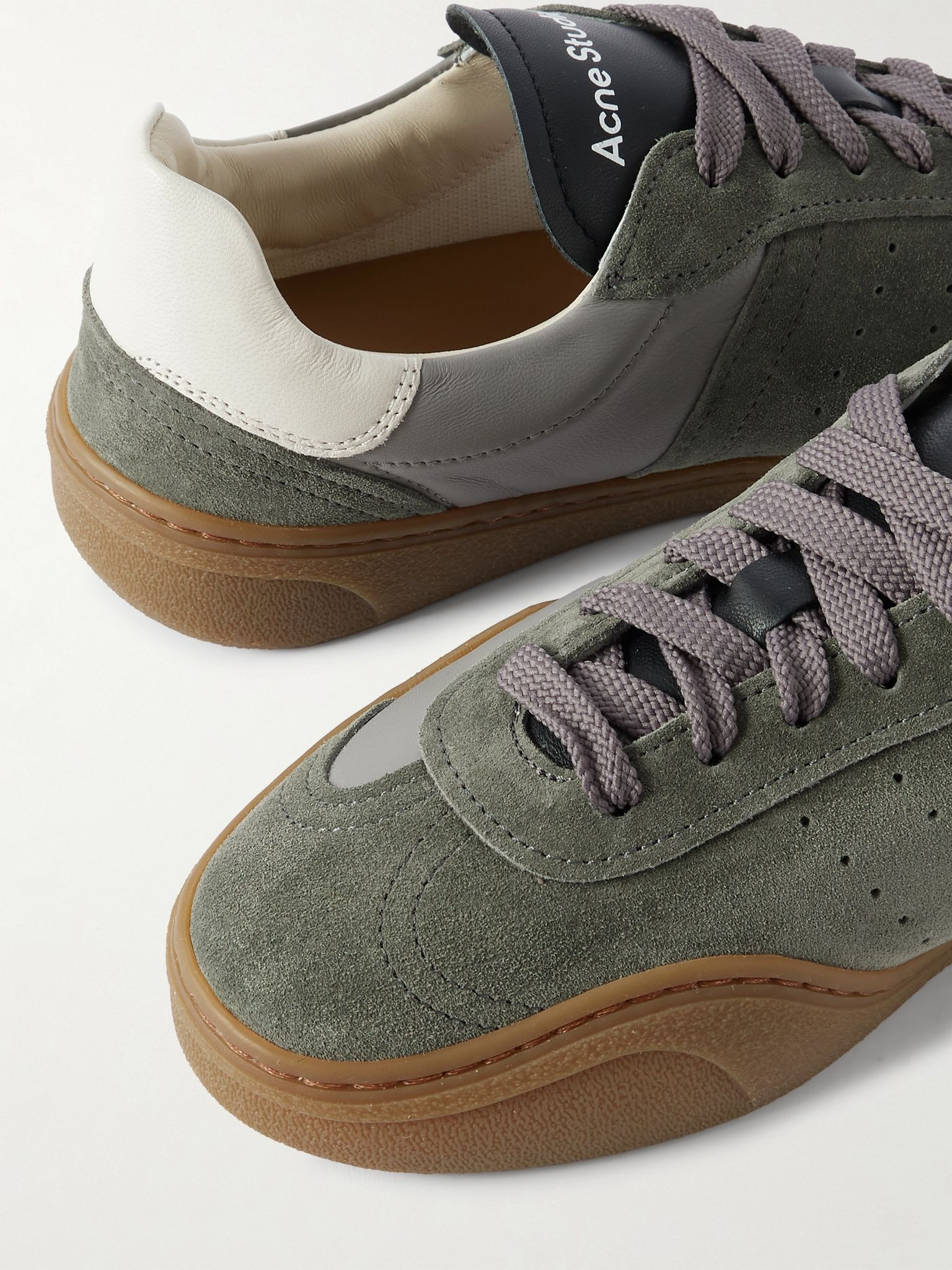 Suede and leather sneakers Light gray - 4