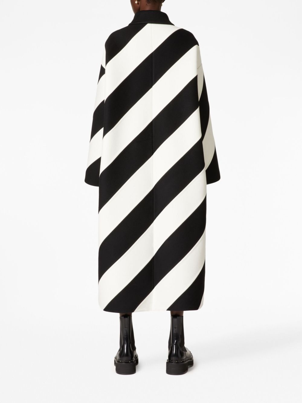 stripe-pattern virgin wool-blend coat - 4