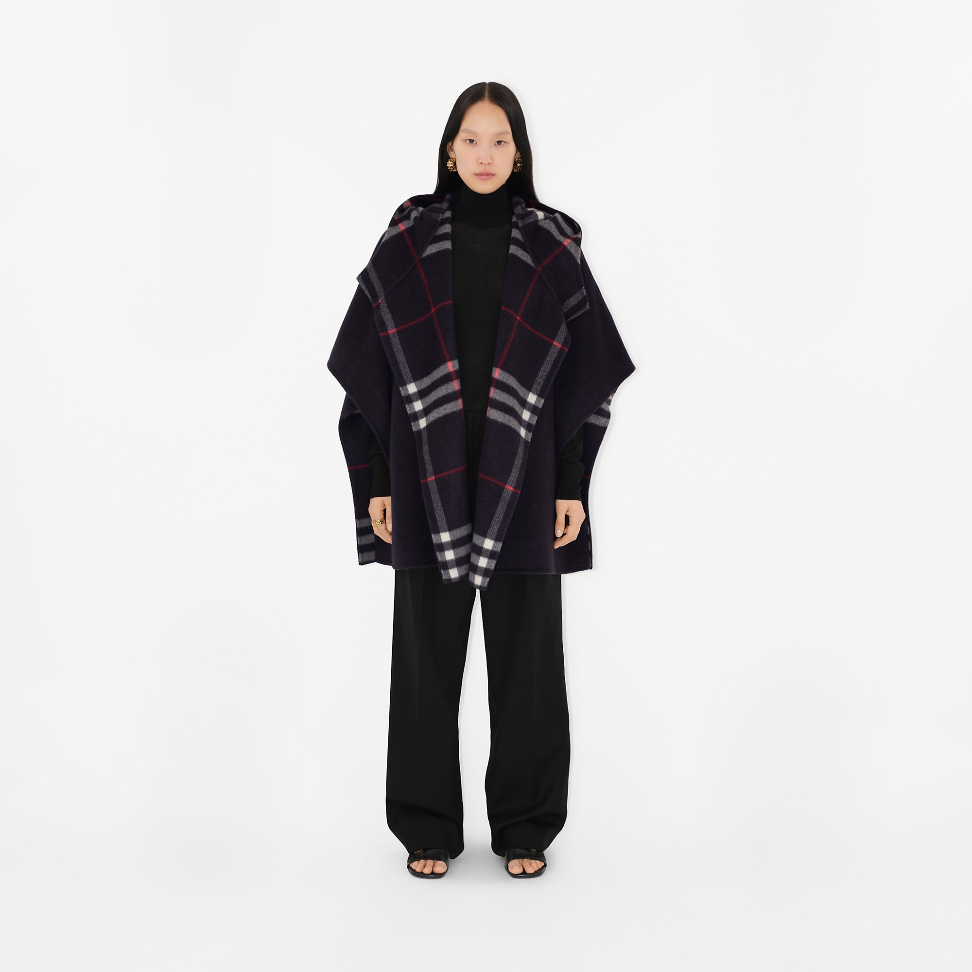 Cashmere Reversible Hooded Cape - 2