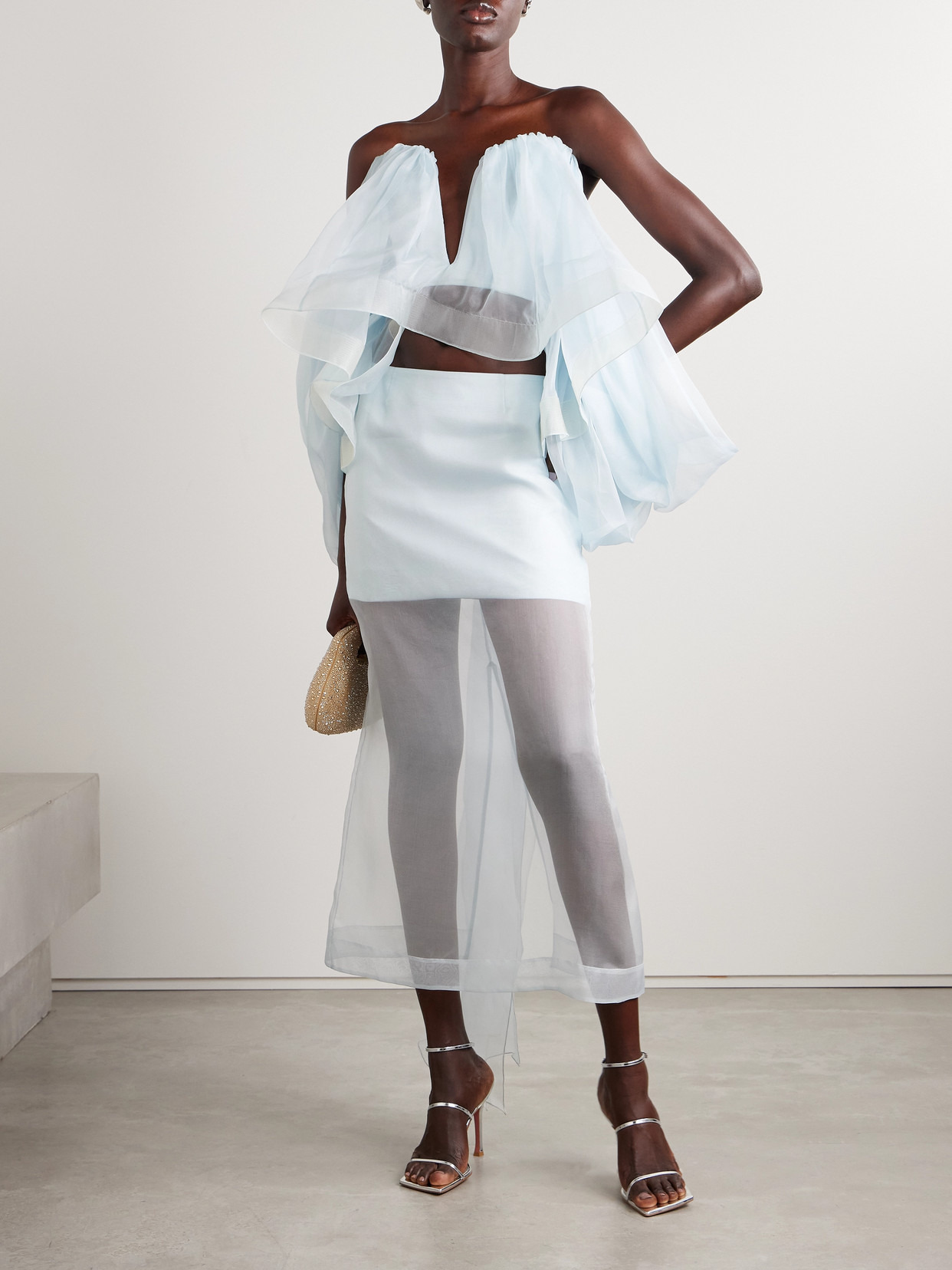 Crush Layered Silk-organza Midi Skirt - 2