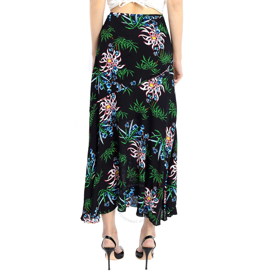 Kenzo Black Botanical Print Wrap Skirt - 5