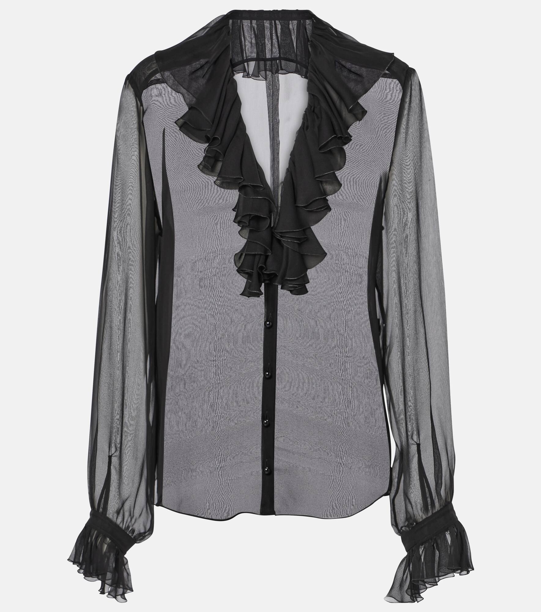 Ruffled silk chiffon blouse - 1