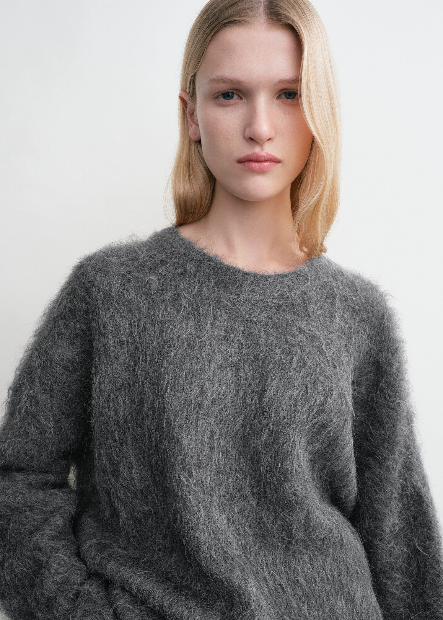 Boxy alpaca knit dark grey melange - 5