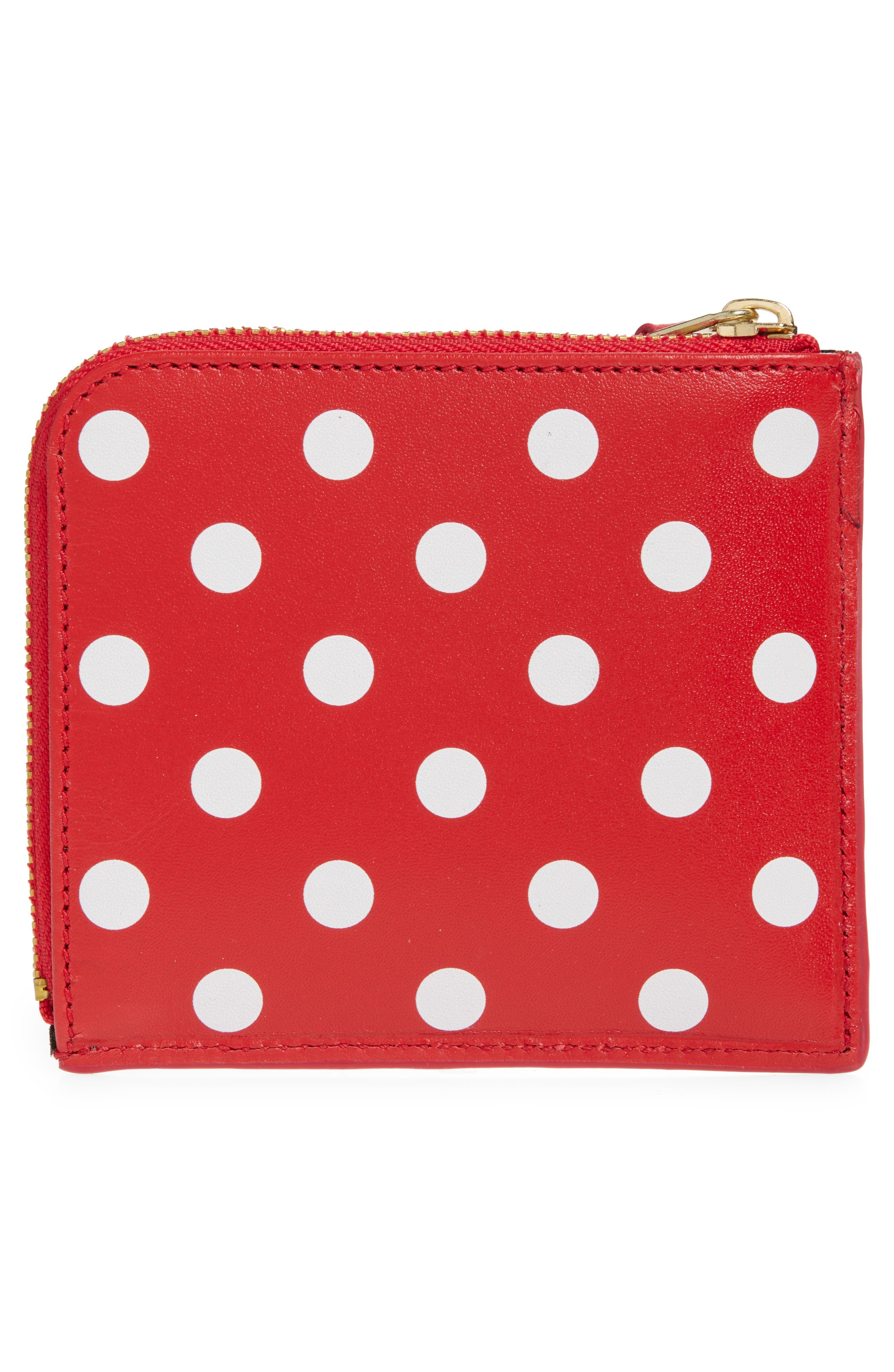 Comme des Garçons Wallets Dot Print Half Zip Leather Wallet in Red at Nordstrom - 4
