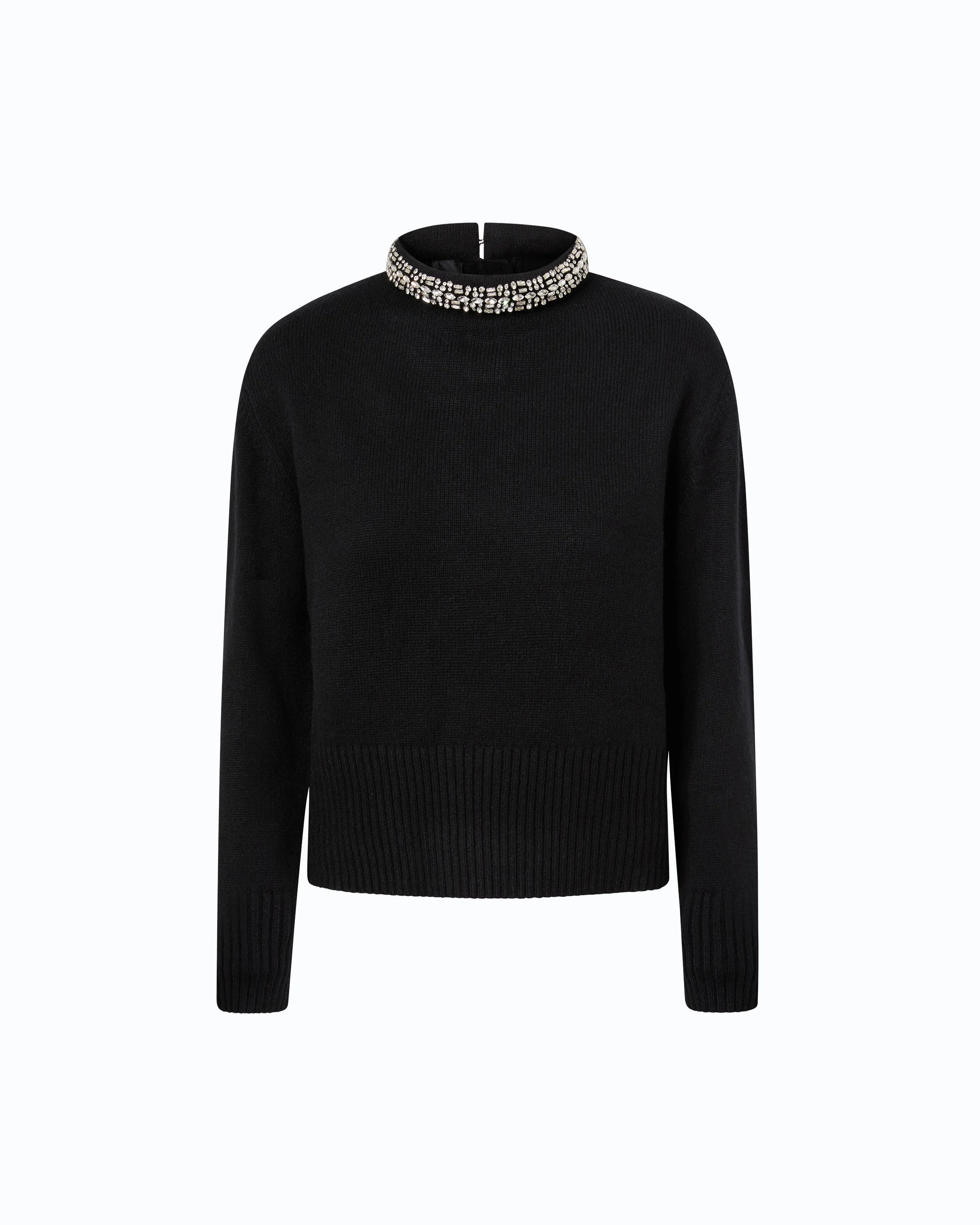 WOOL-BLEND SWEATER WITH JEWEL COLLAR - 1