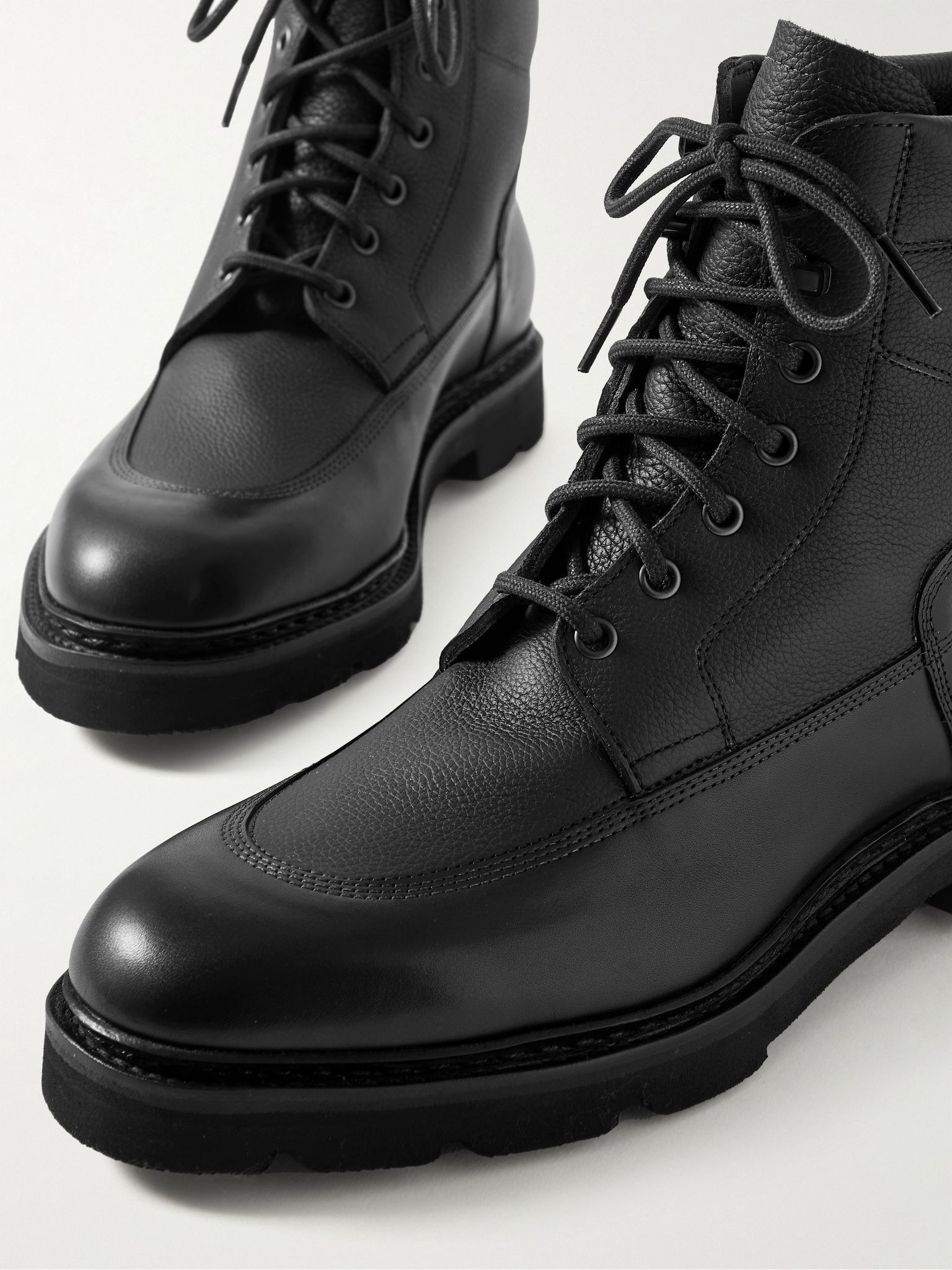 Weekend Panelled Leather Boots Black - 6