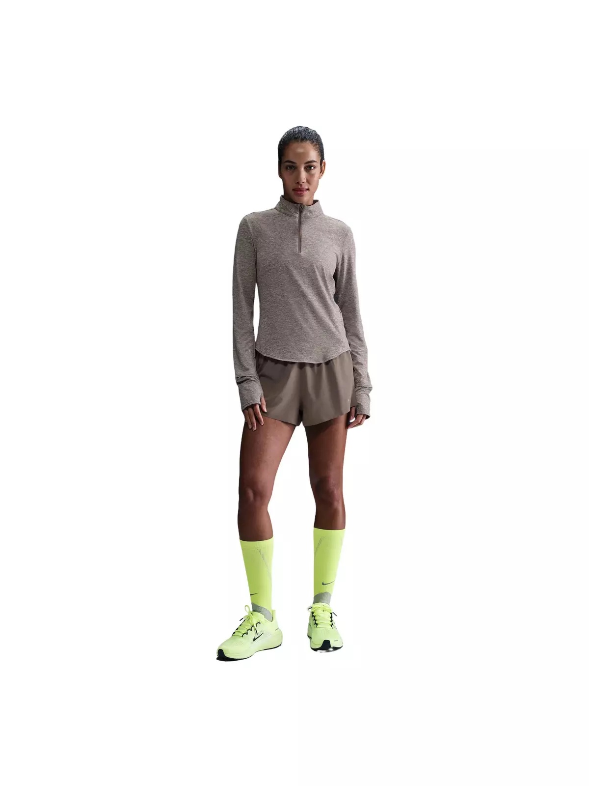 Women's Swift Dri-FIT UV 1/4-Zip Running Top-Brown - 4