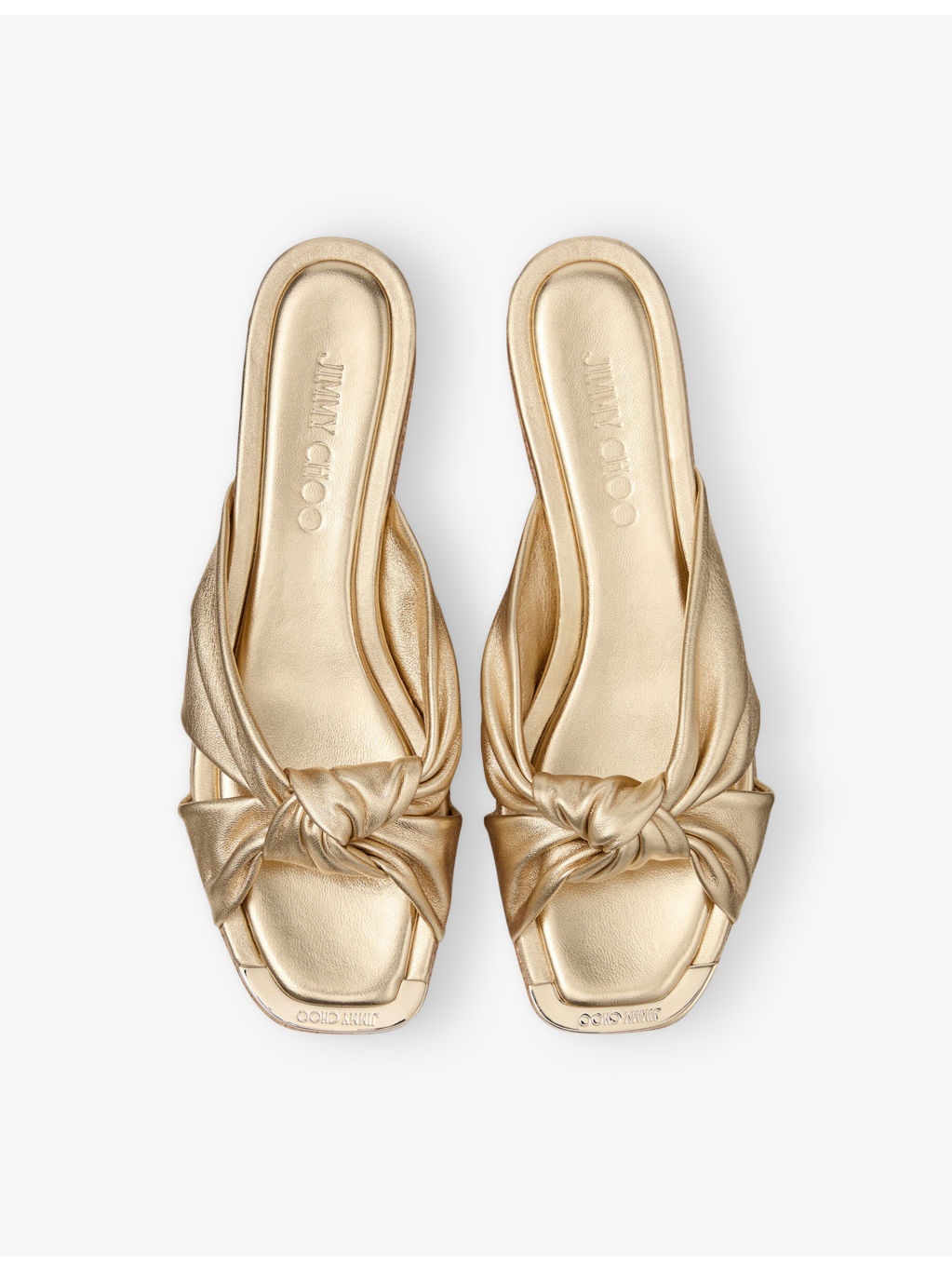 Avenue 50 Knot-Embroidered Metallic-Leather Wedge Sandals - 2