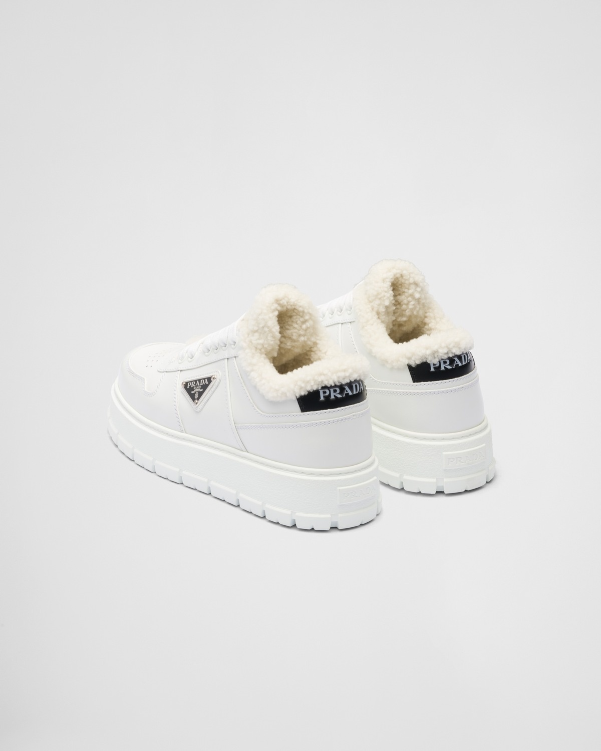 Leather and shearling sneakers - 5