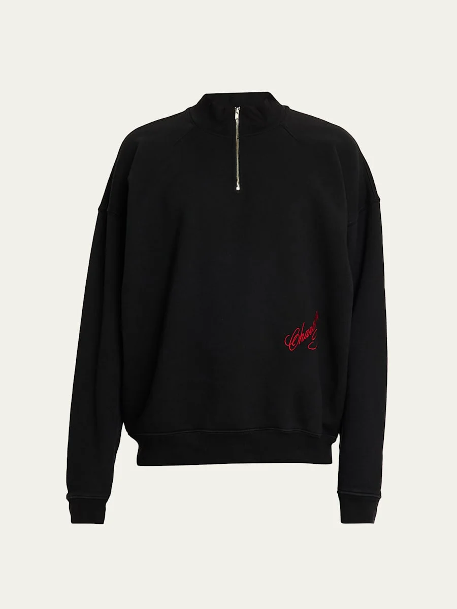 Men's Bravo Embroidered-Logo Cotton Quarter-Zip Sweater - 1