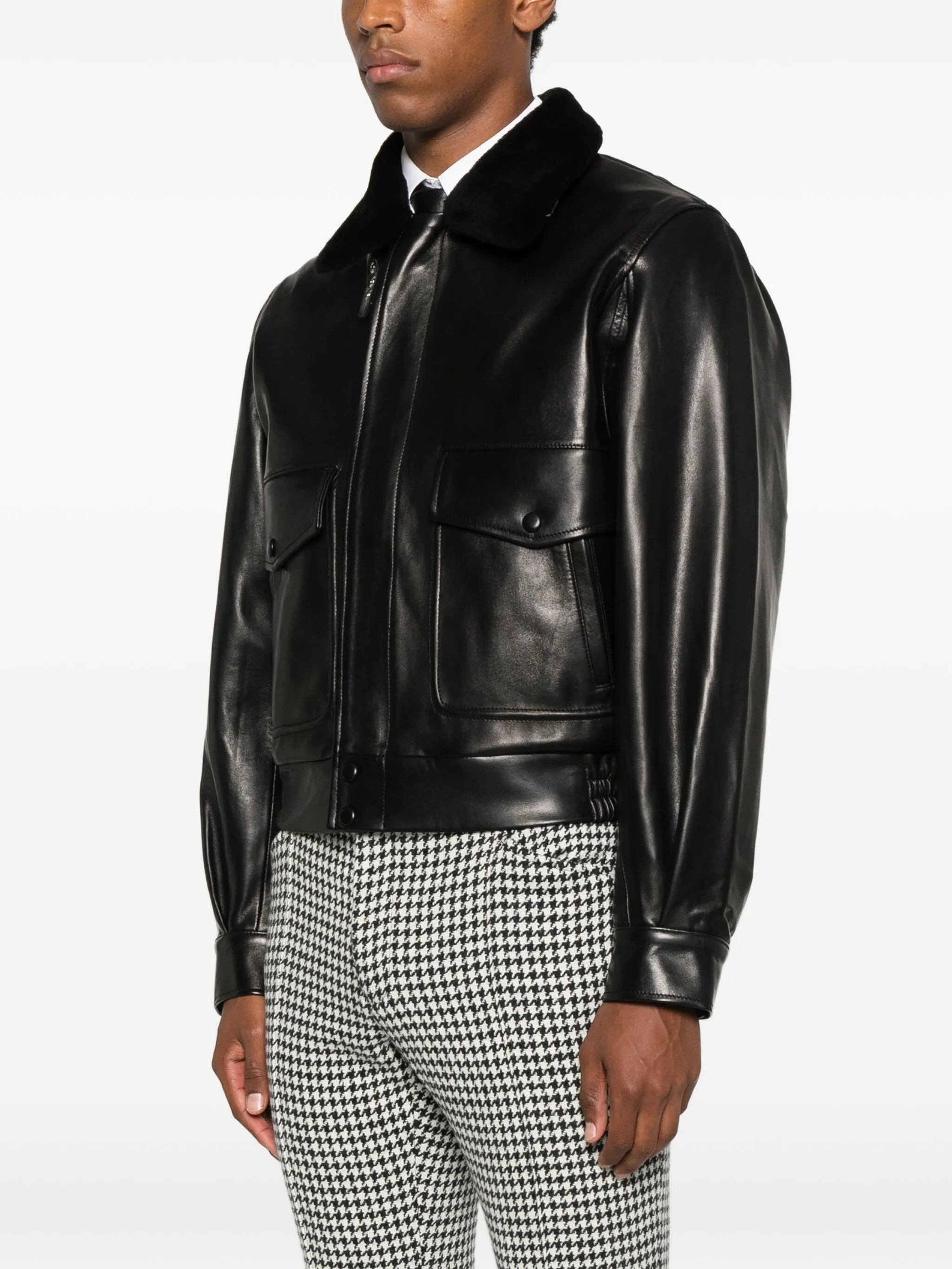 Ernest W. Baker Flap-pocket Leather Jacket - 5