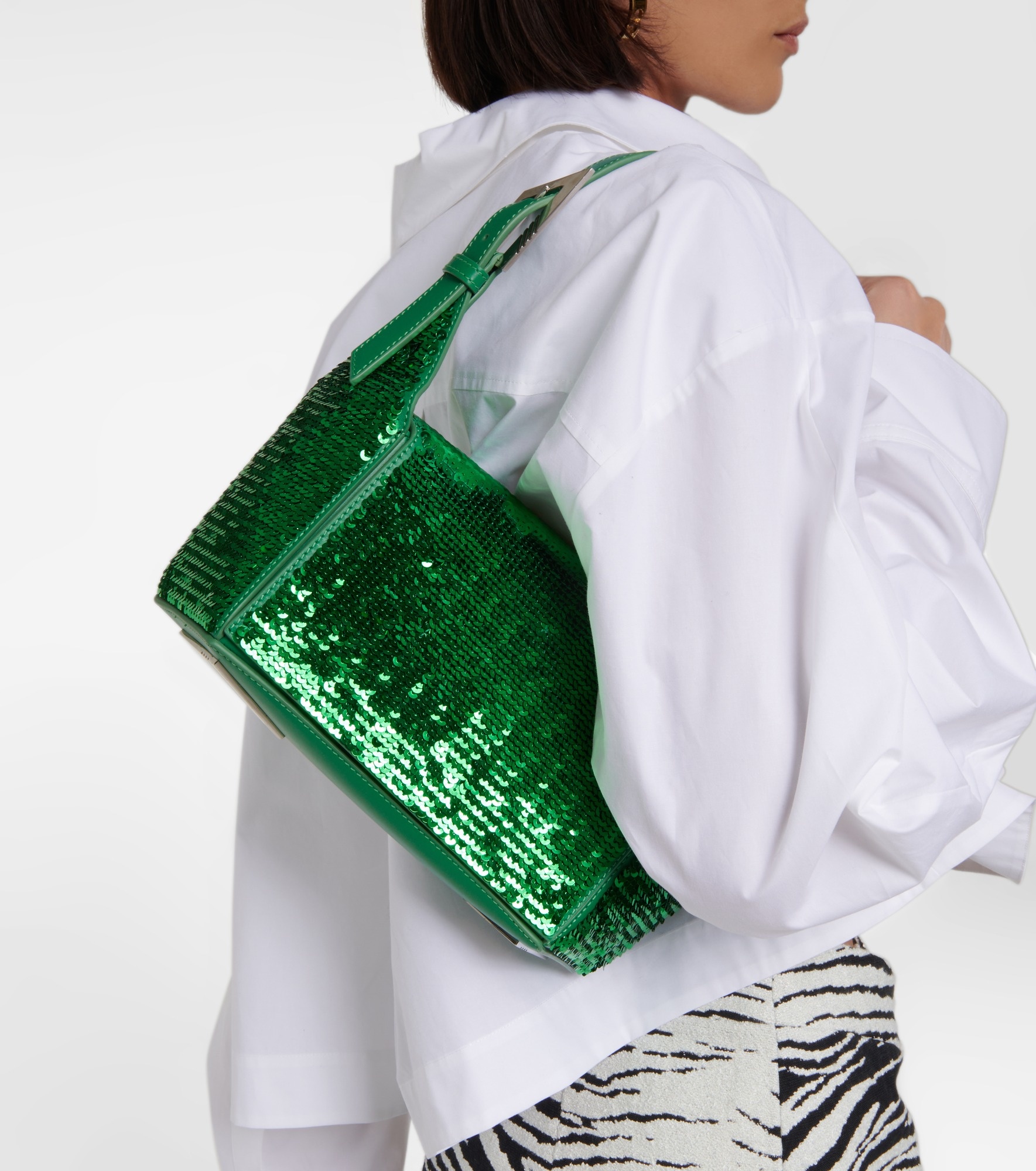 7/7 sequined leather shoulder bag - 6