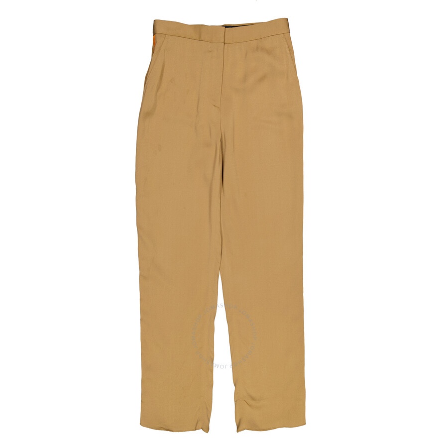 Burberry Satin Stripe Crepe Tailored Trousers In Driftwood - 1