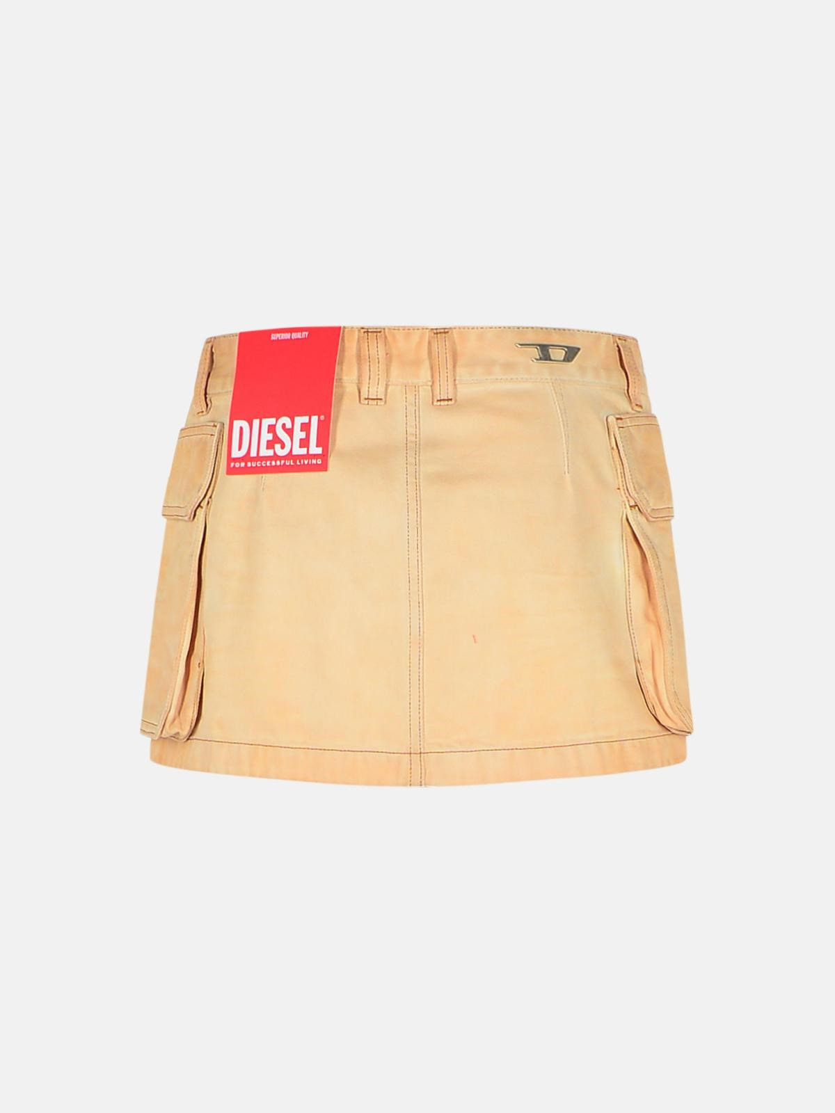 BEIGE COTTON MINISKIRT - 3