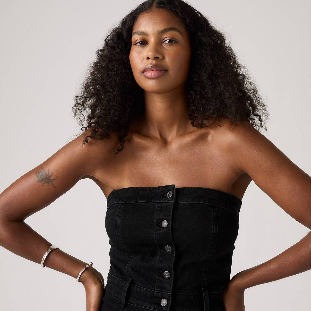 DENIM BUSTIER DRESS - 5