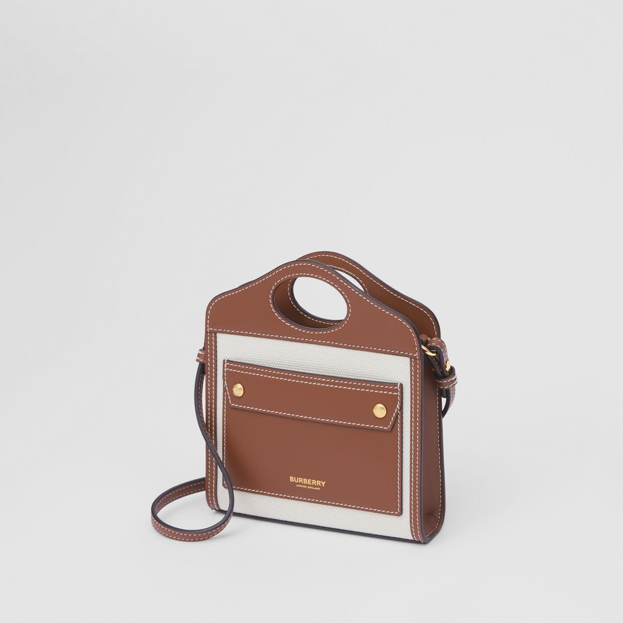 Micro Two-tone Canvas and Leather Pocket Bag - 4