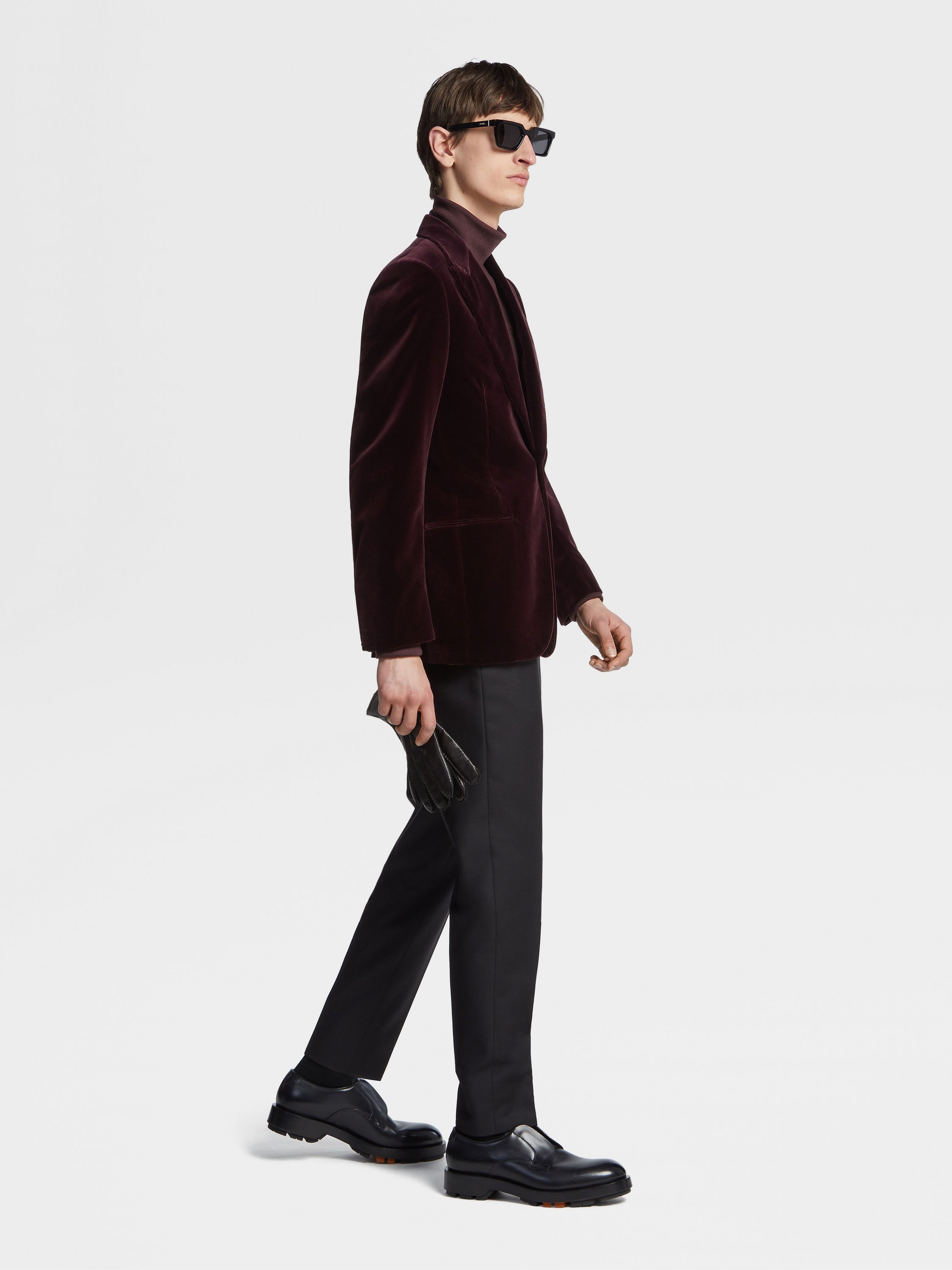 DARK BURGUNDY COTTON EVENING JACKET - 2