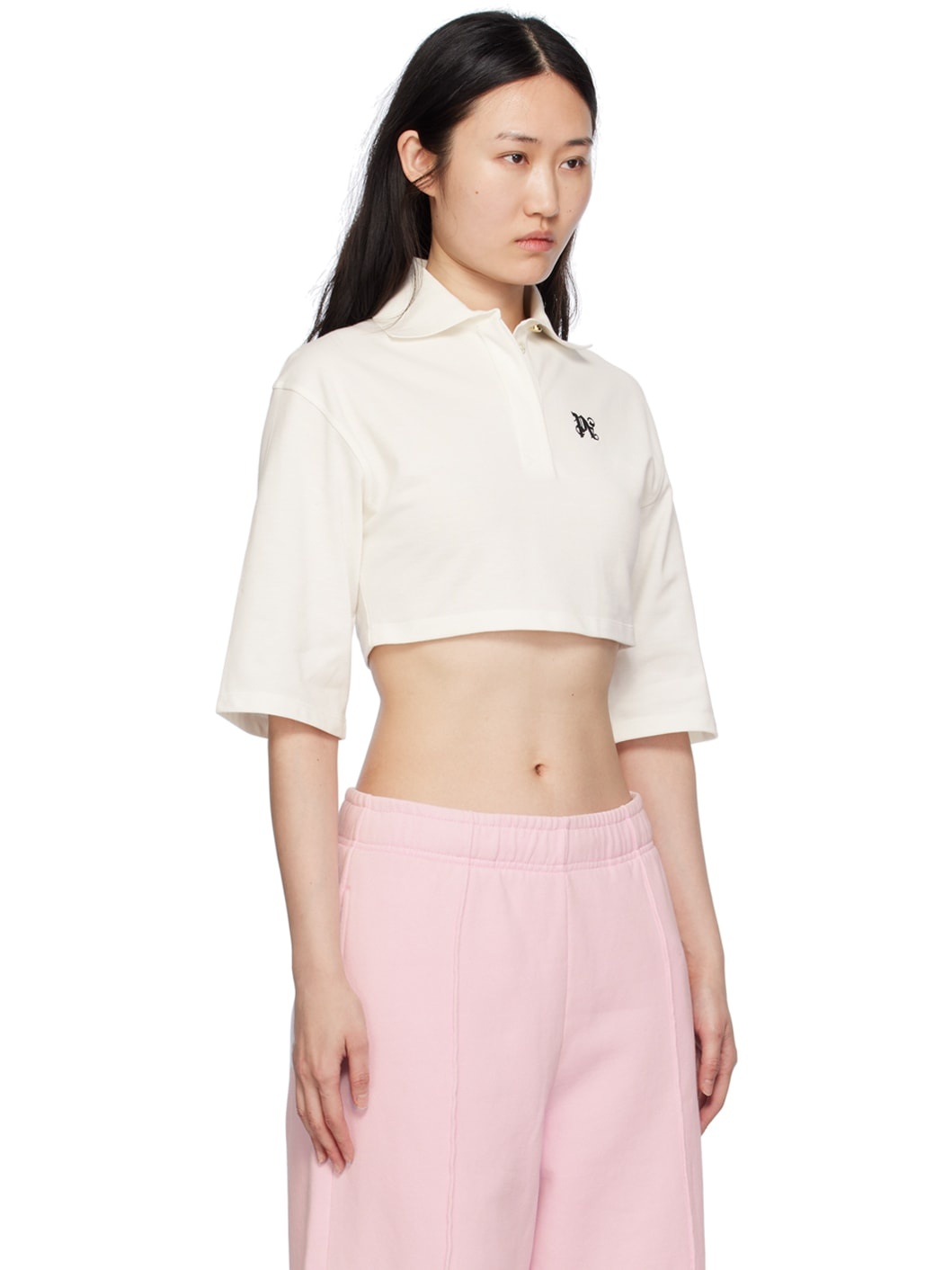 White Cropped Polo - 2