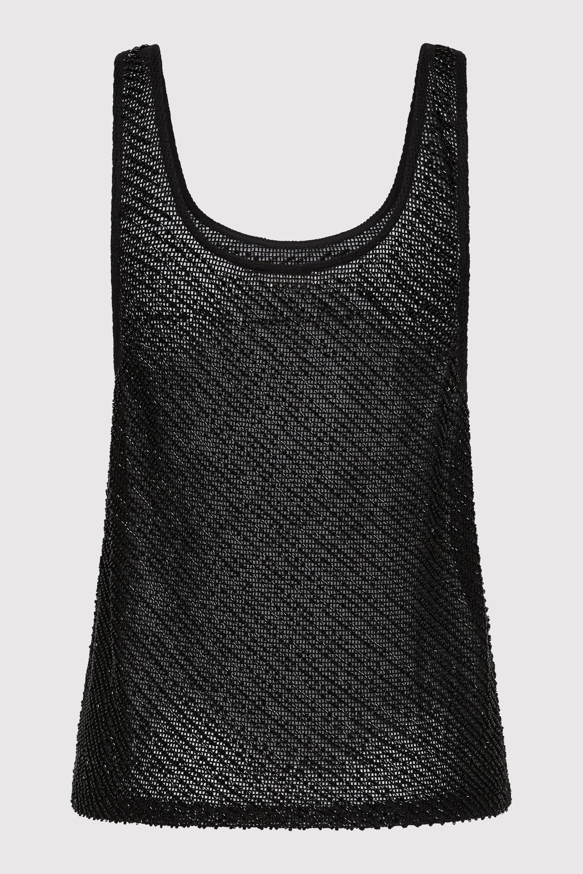 Glass Beaded Mesh Top - Jet Black - 9