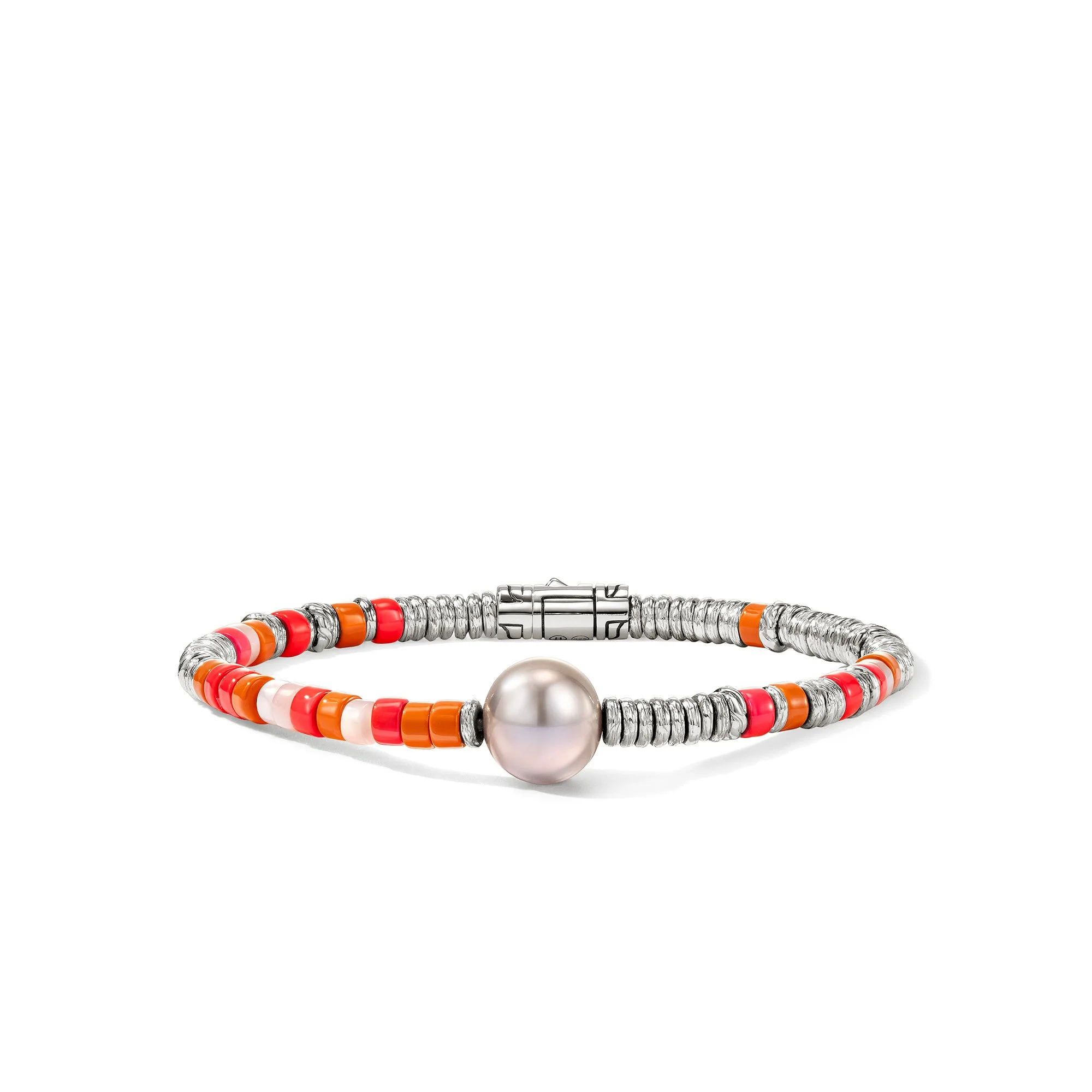 Heishi Bracelet, Sterling Silver, Hardstones, Pearl - 1