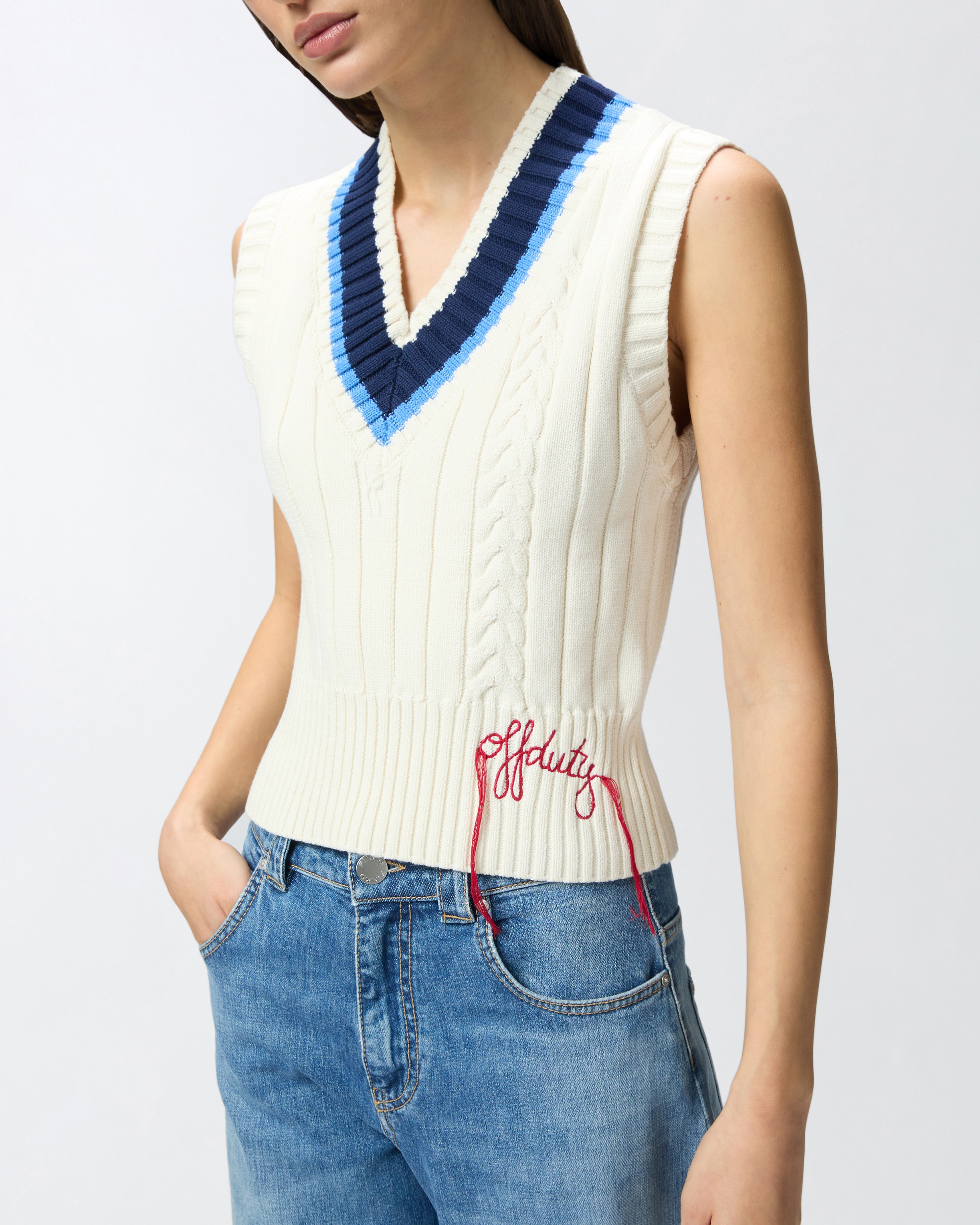 VARSITY-STYLE KNIT VEST WITH EMBROIDERY - 5