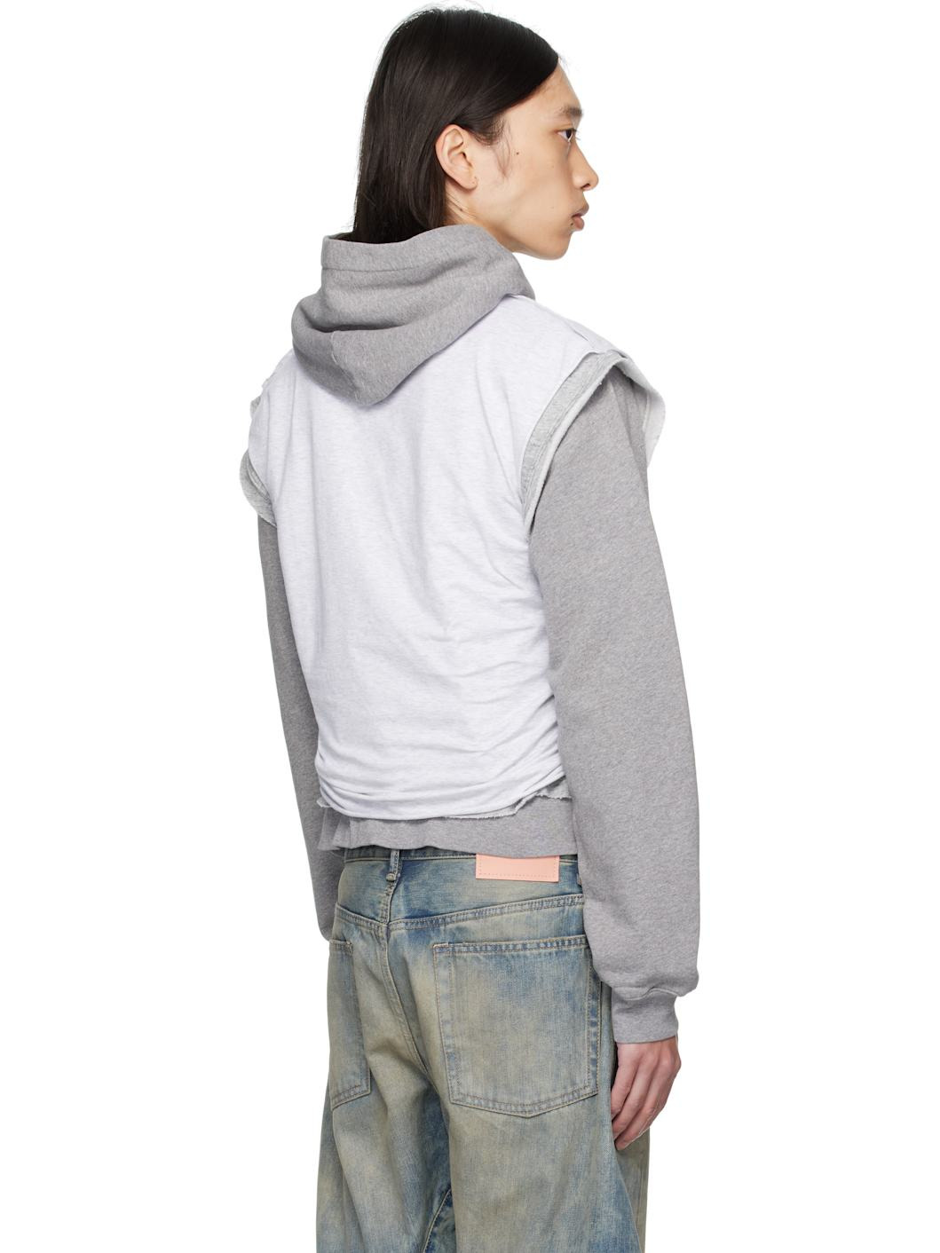 Gray Layered Hooded Sweatshirt - 3