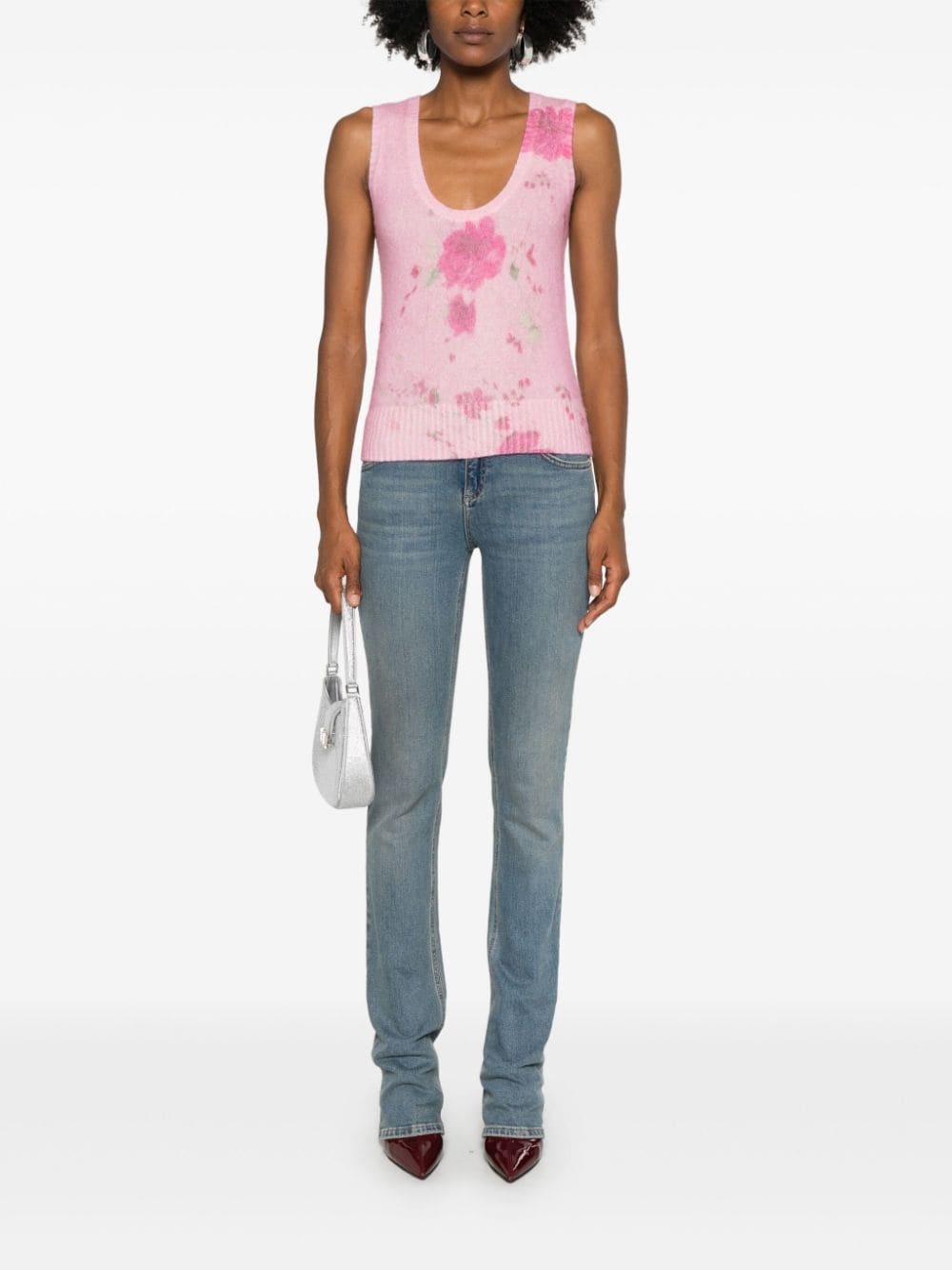 roses-print tank top - 2