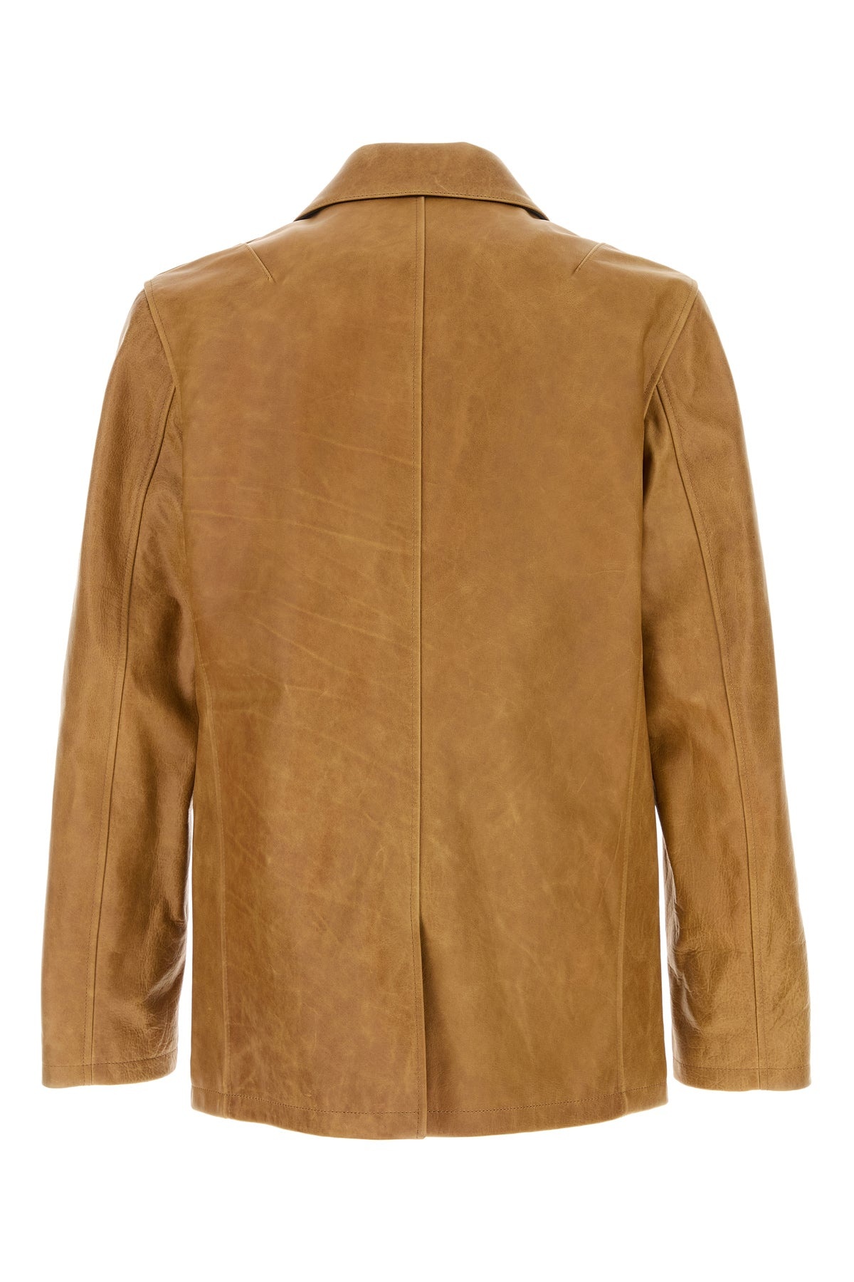 Camel leather Opening blazer - 2