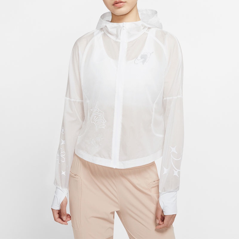 (WMNS) Nike Logo Printing Hooded Jacket White CW1562-100 - 3