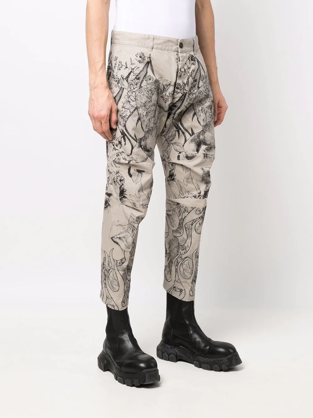 graphic print chino trousers - 3