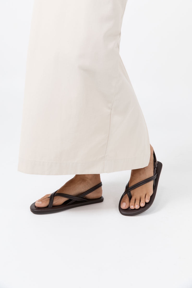 Cross Detail Sandal - Coffee - 4