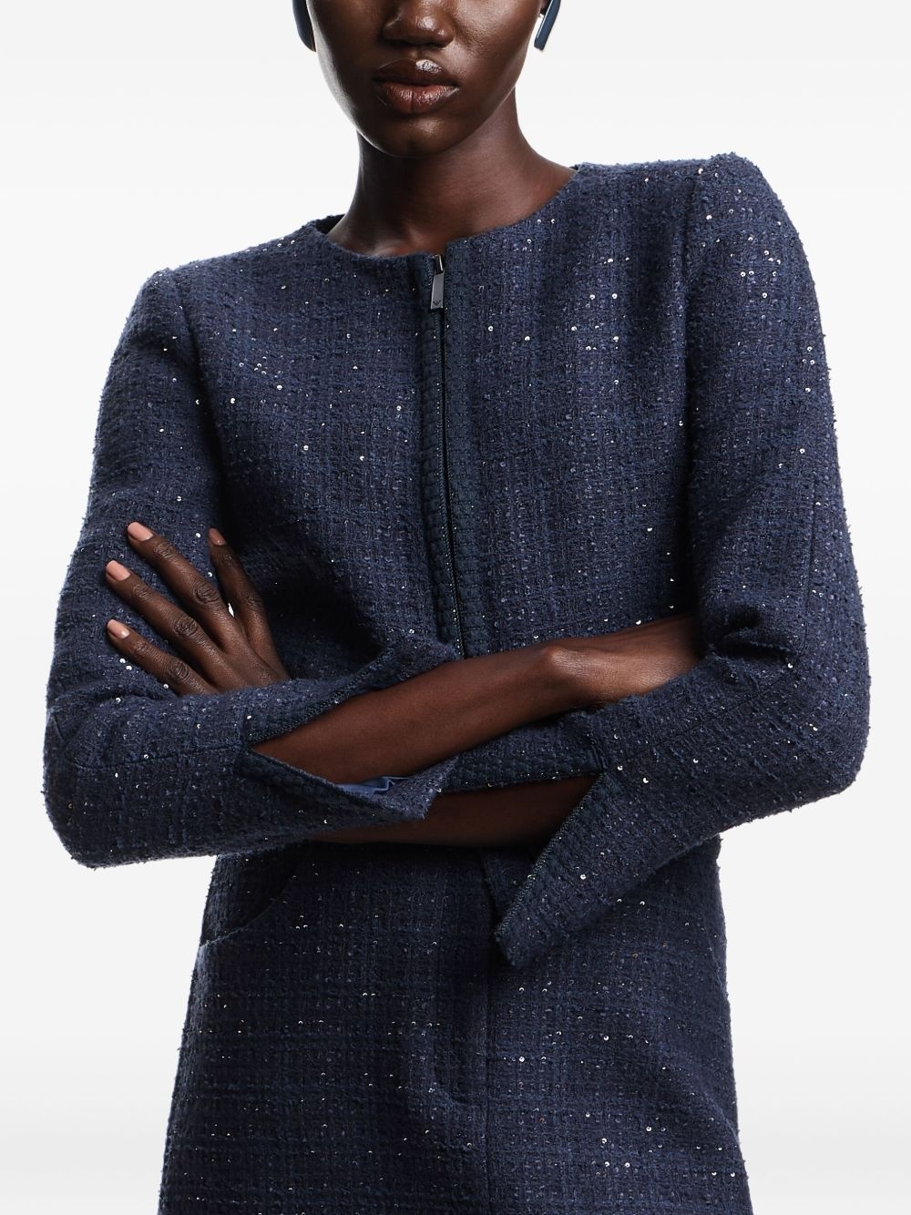 sequin-embellished tweed jacket - 3