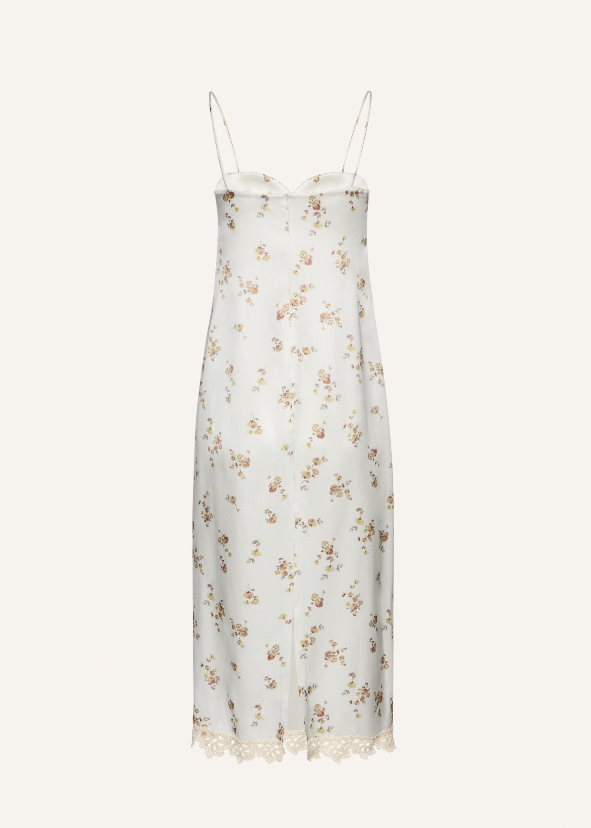 Lace bustier slip dress in cream print - 2