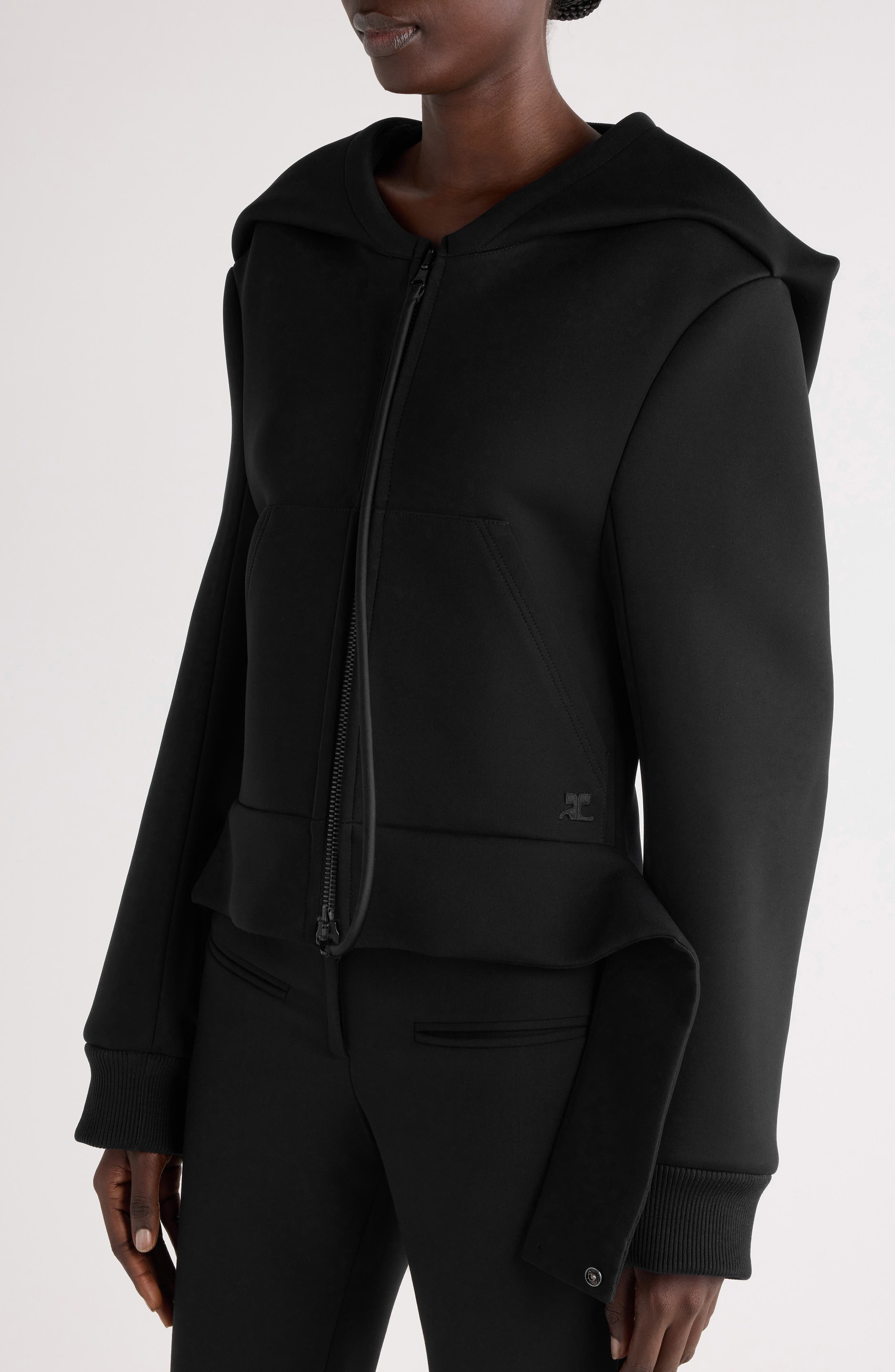 Courrèges Cocoon Bonded Cotton Blend Jacket in Black at Nordstrom - 5
