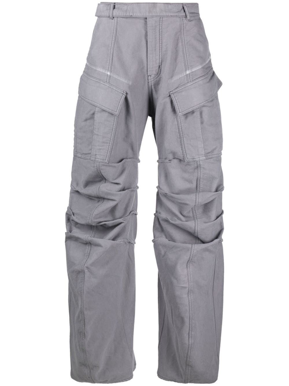 belted-waist cotton cargo pants - 1